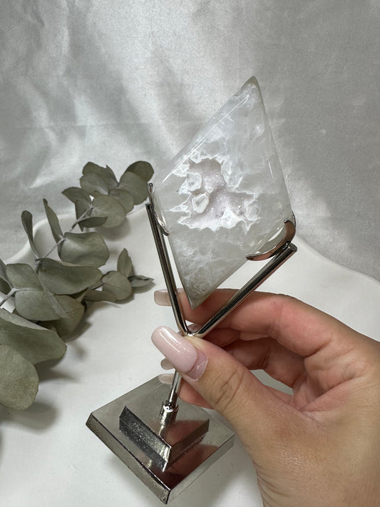 Druzy Agate Rhombus on Stand #7