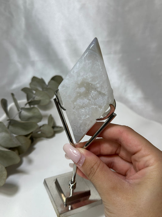 Druzy Agate Rhombus on Stand #6