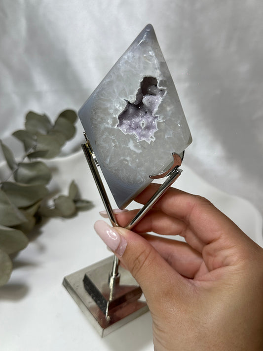 Druzy Agate Rhombus on Stand #4