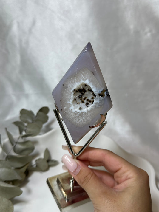 Druzy Agate Rhombus on Stand #3