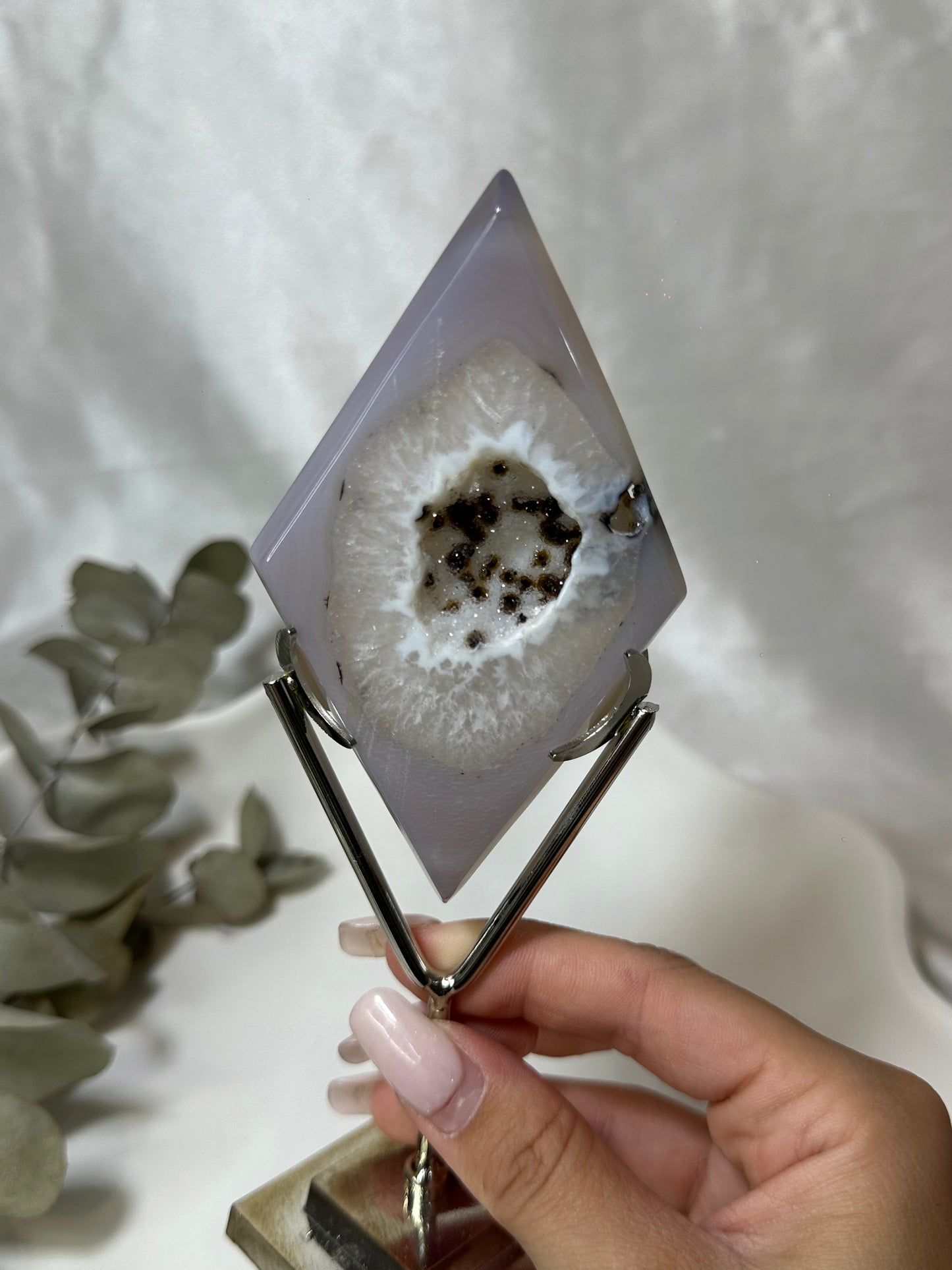 Druzy Agate Rhombus on Stand #3