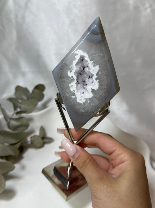 Druzy Agate Rhombus on Stand #2