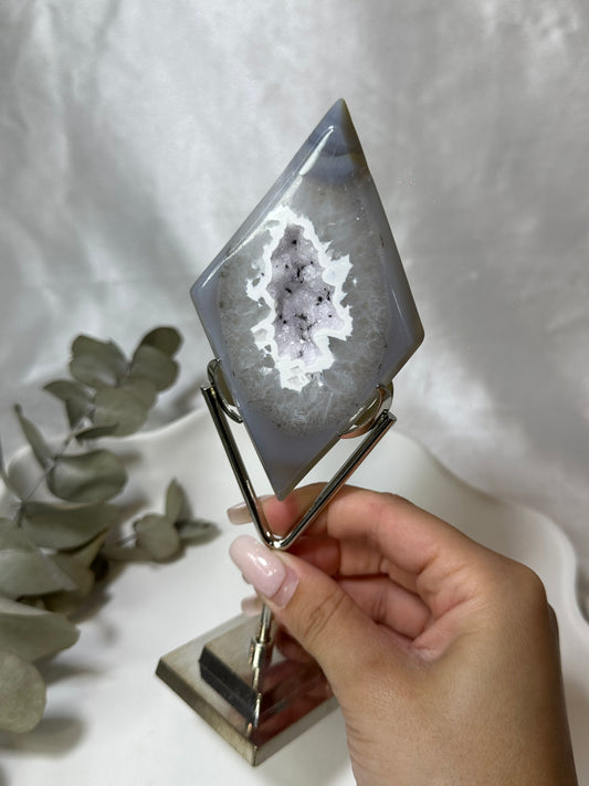 Druzy Agate Rhombus on Stand #2