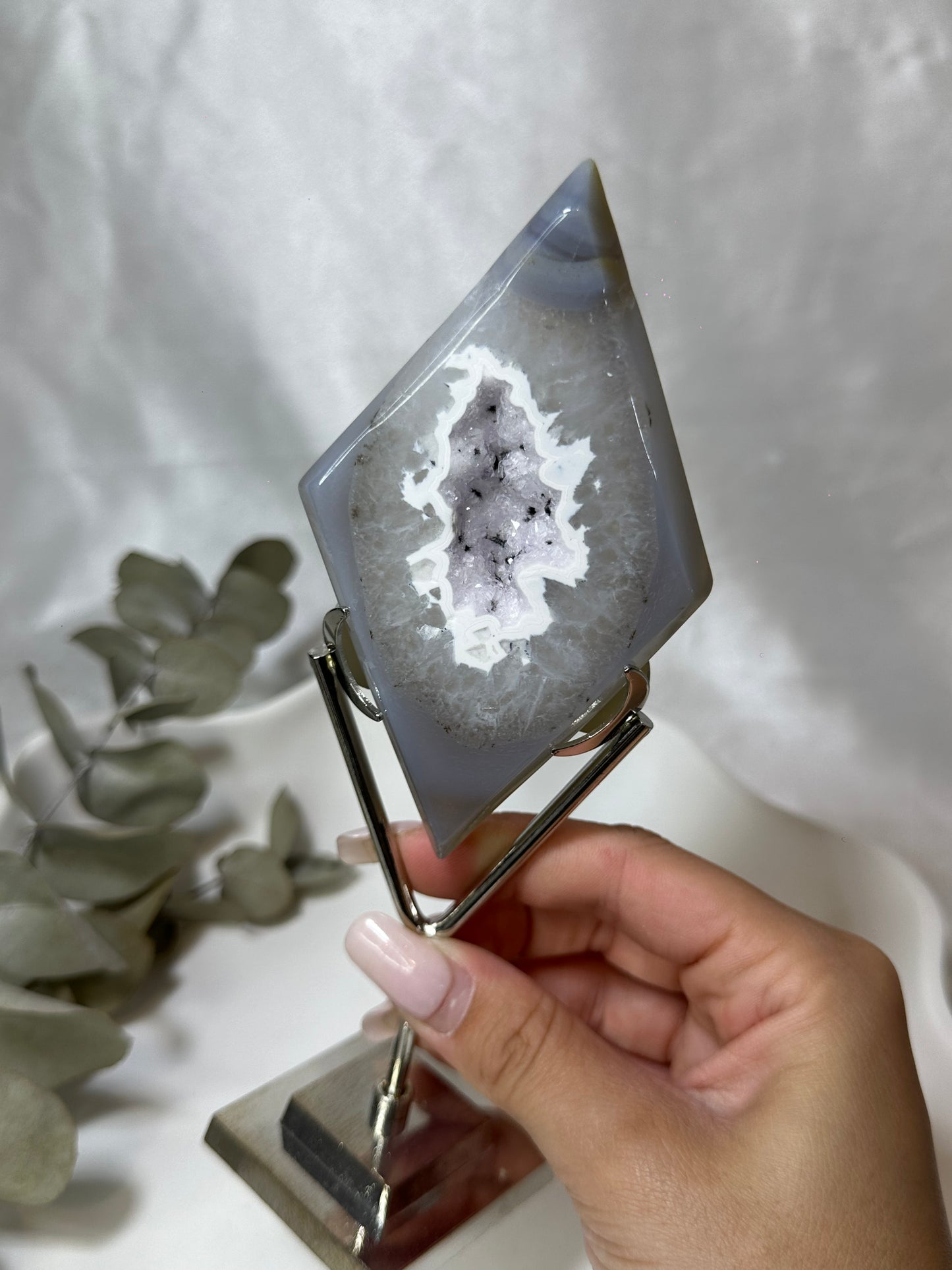 Druzy Agate Rhombus on Stand #2