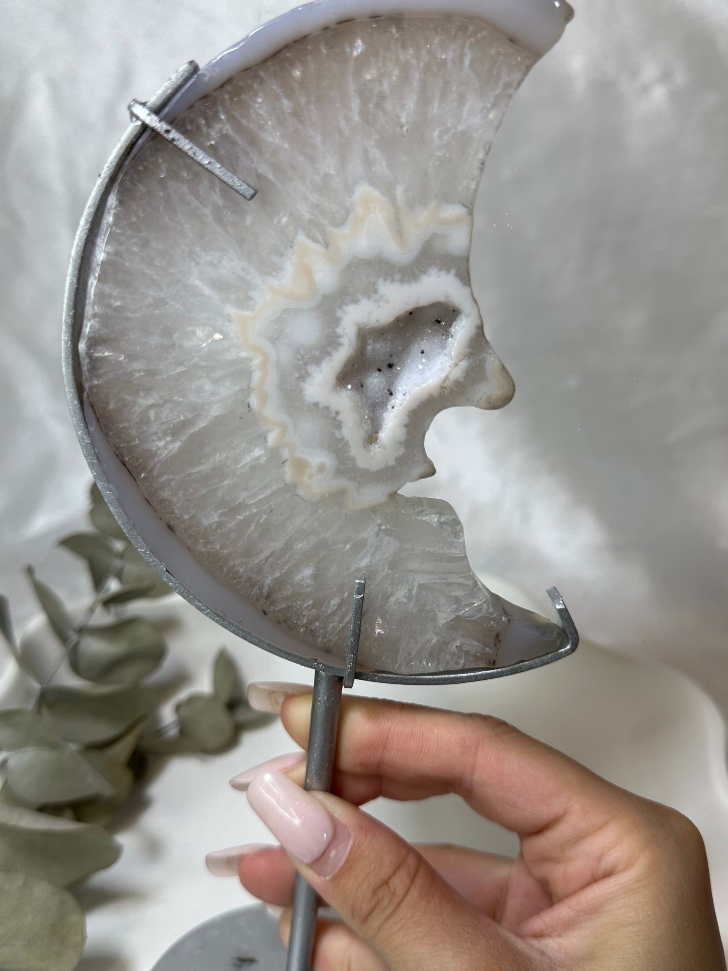 Druzy Agate Moon on a Stand #3