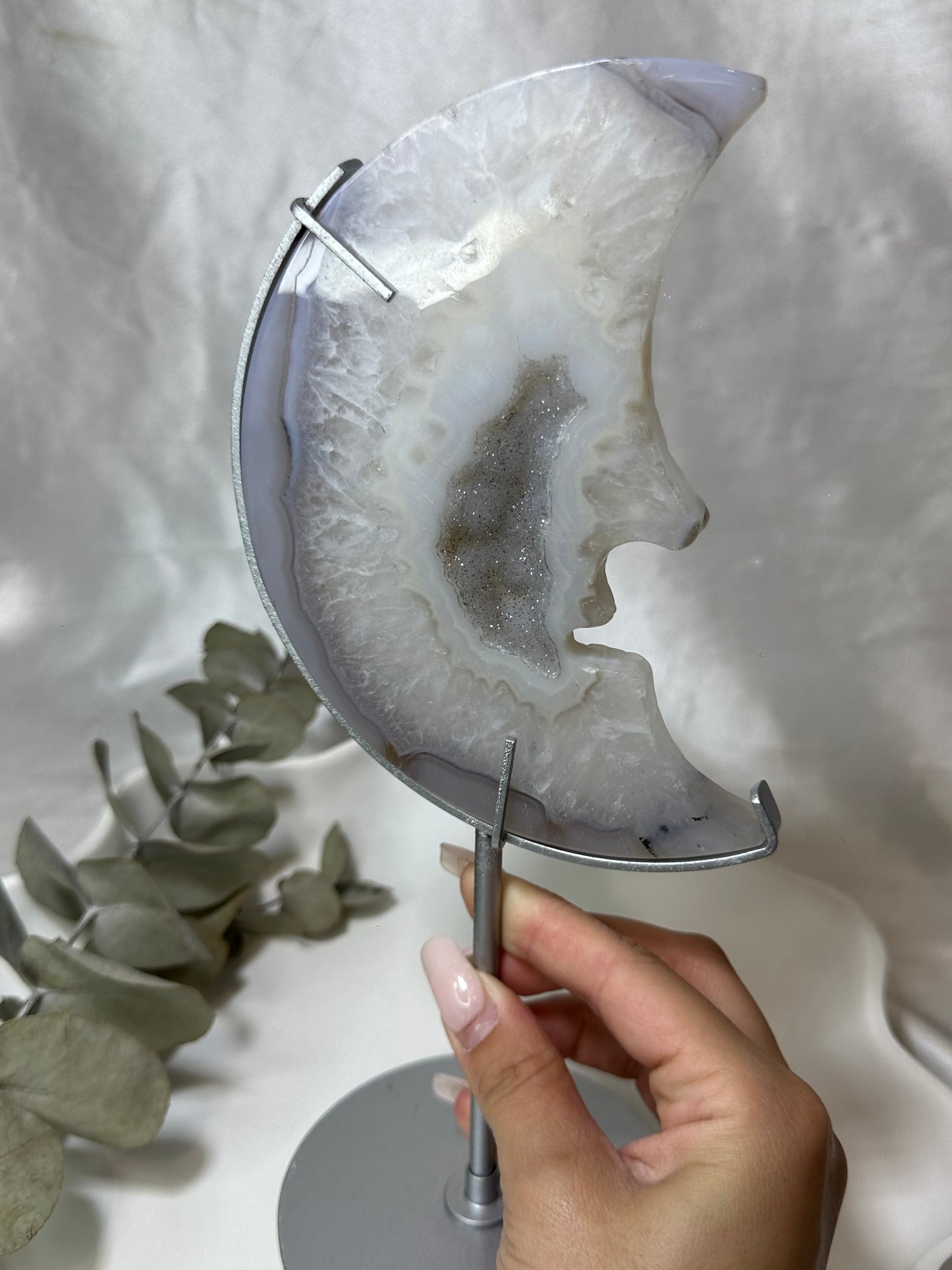 Druzy Agate Moon on a Stand #2