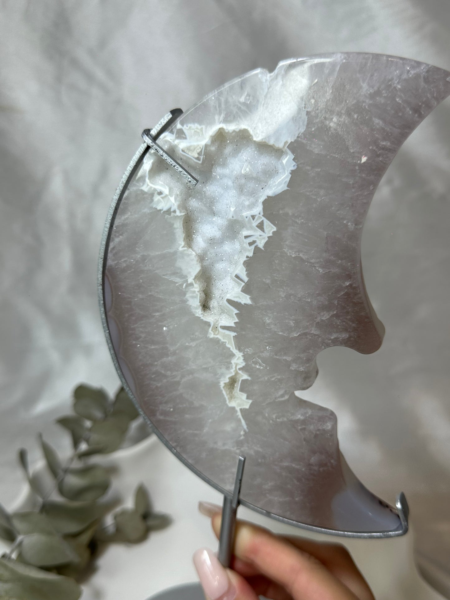 Druzy Agate Moon on a Stand #1