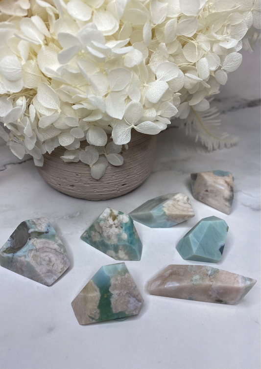 Green Flower Agate Mini Freeforms