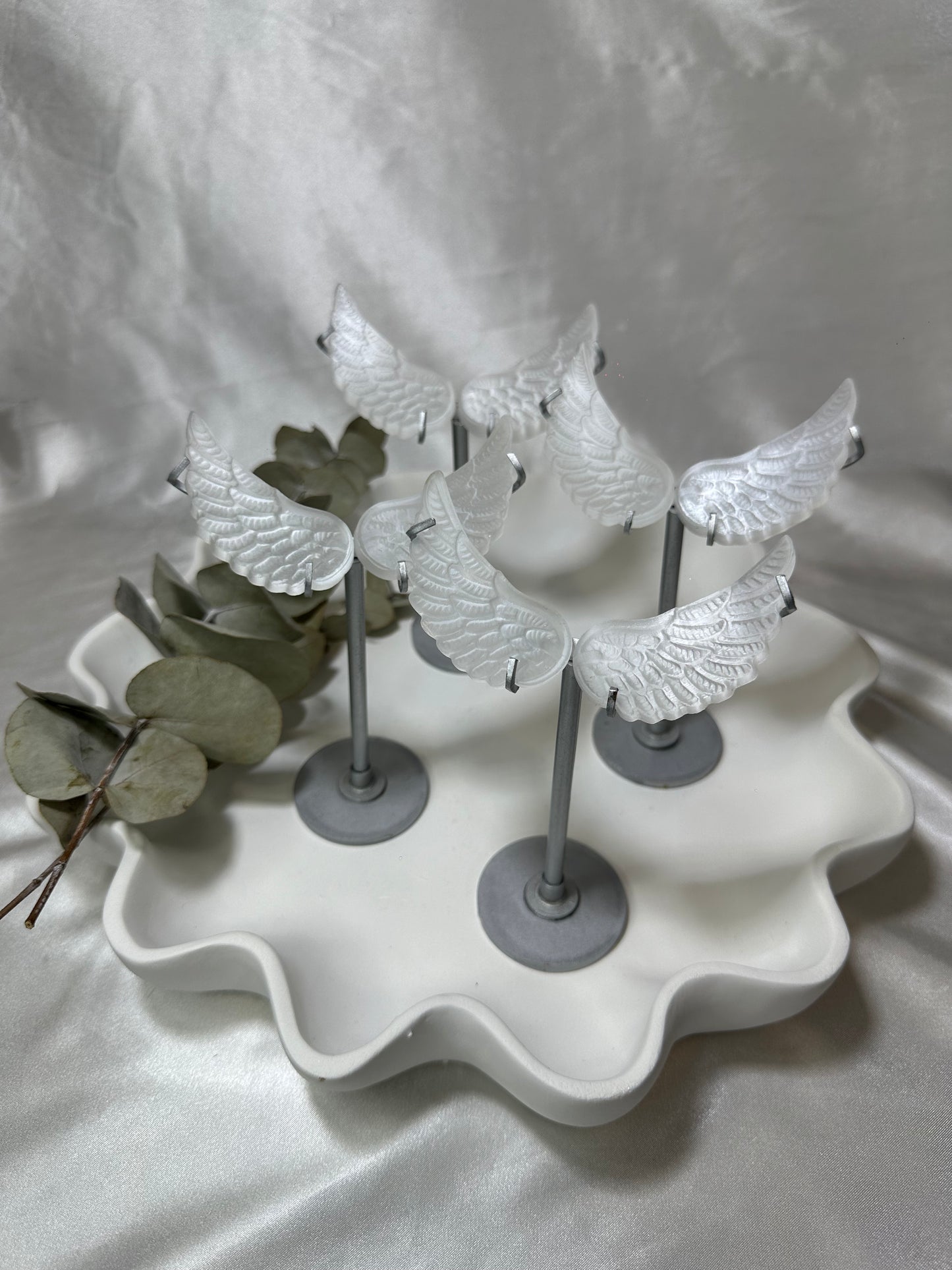 Selenite Wings on a Stand (Small)