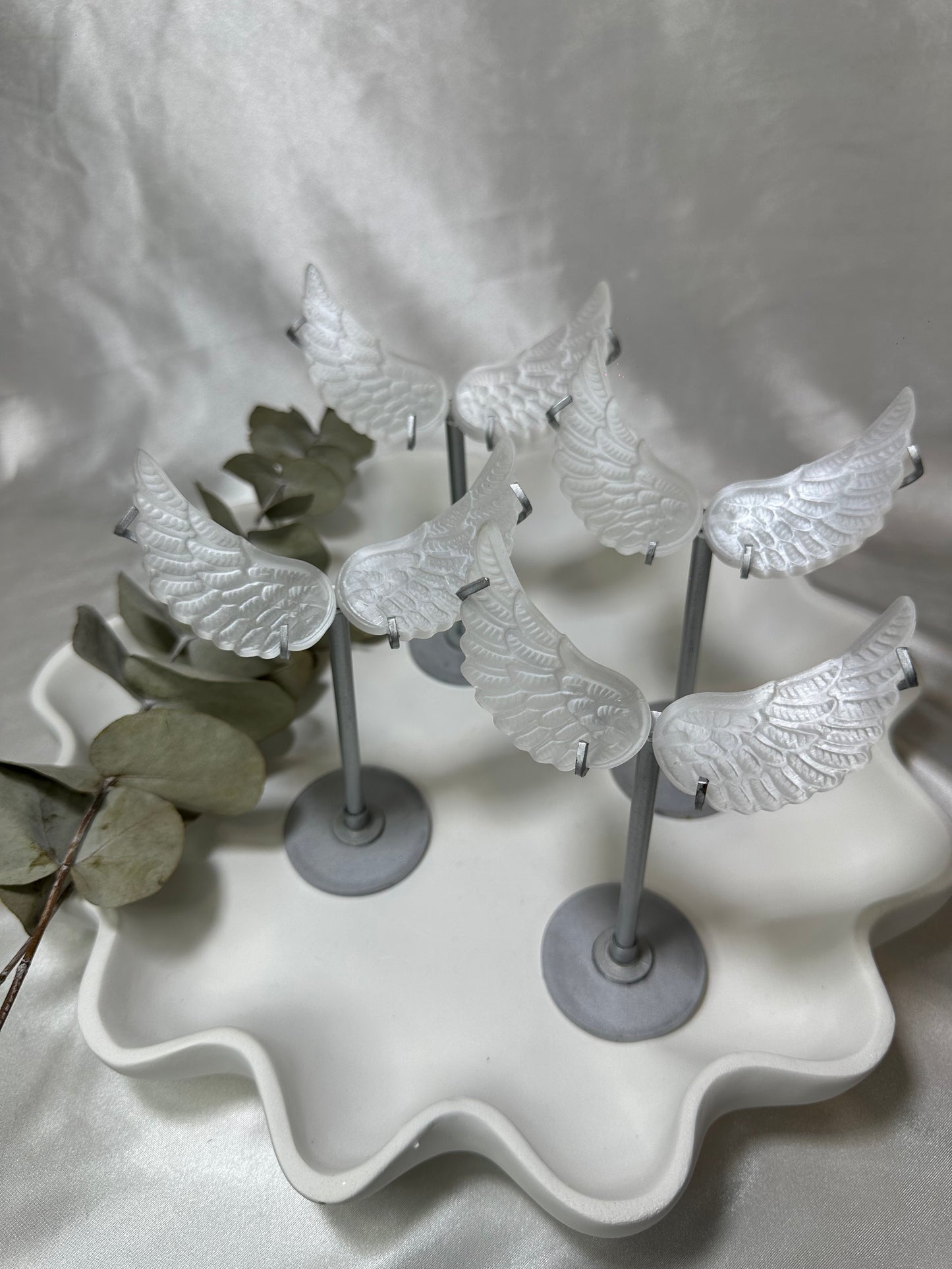 Selenite Wings on a Stand (Small)