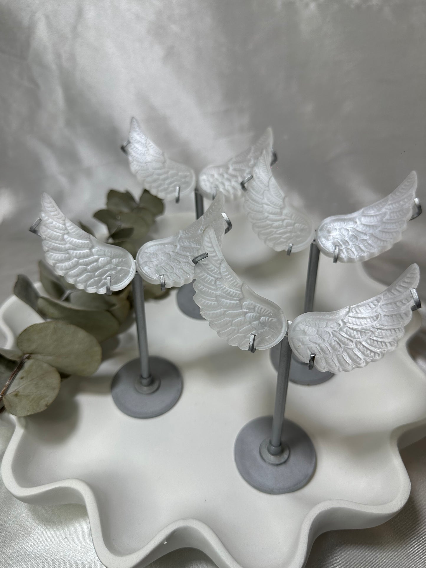 Selenite Wings on a Stand (Small)