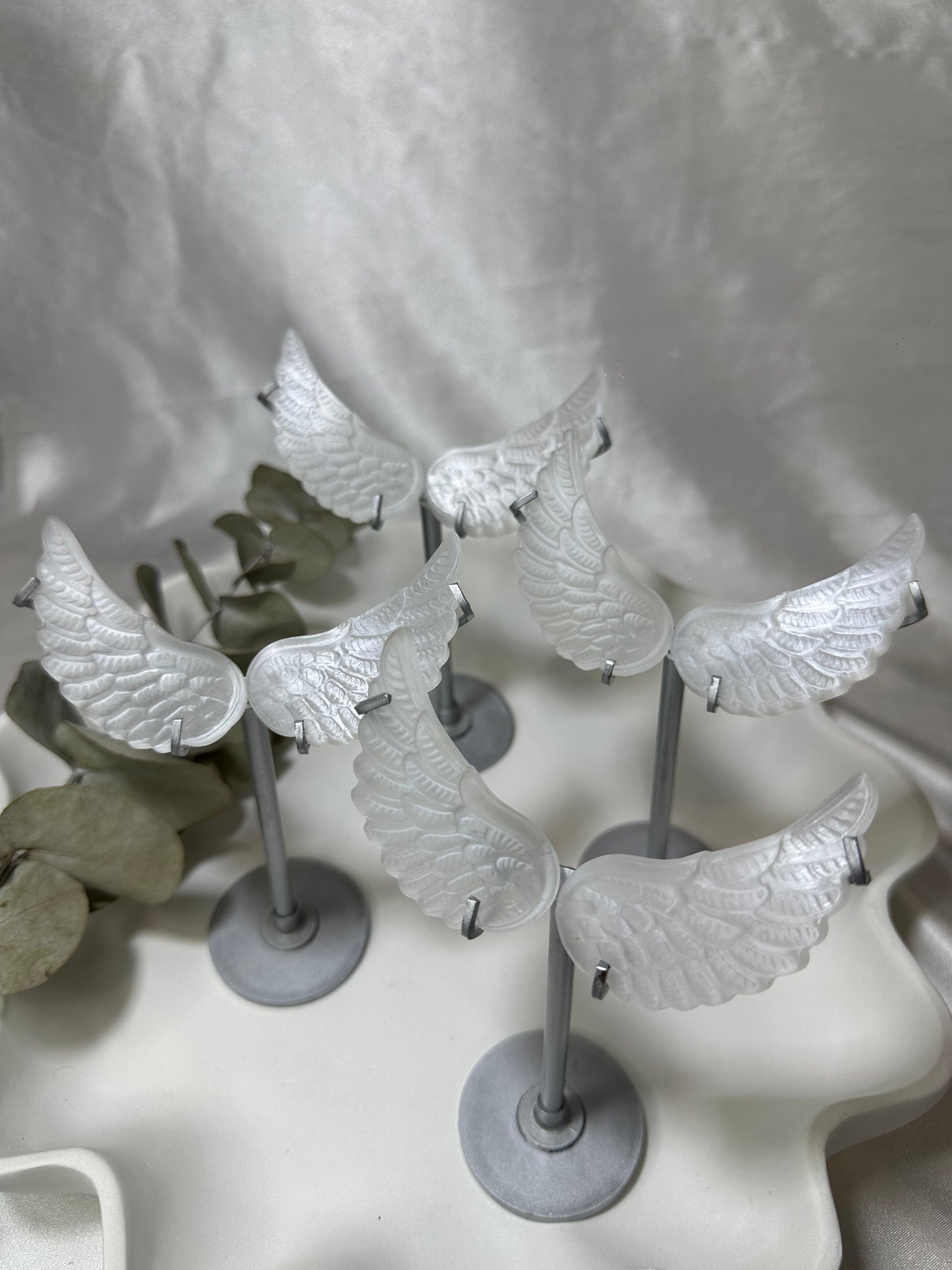 Selenite Wings on a Stand (Small)