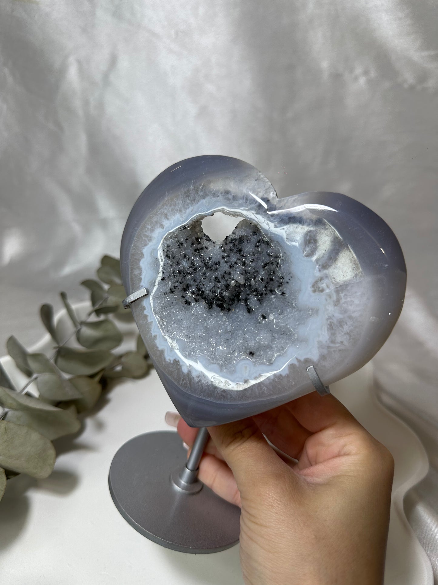 Druzy Agate Heart on a Stand