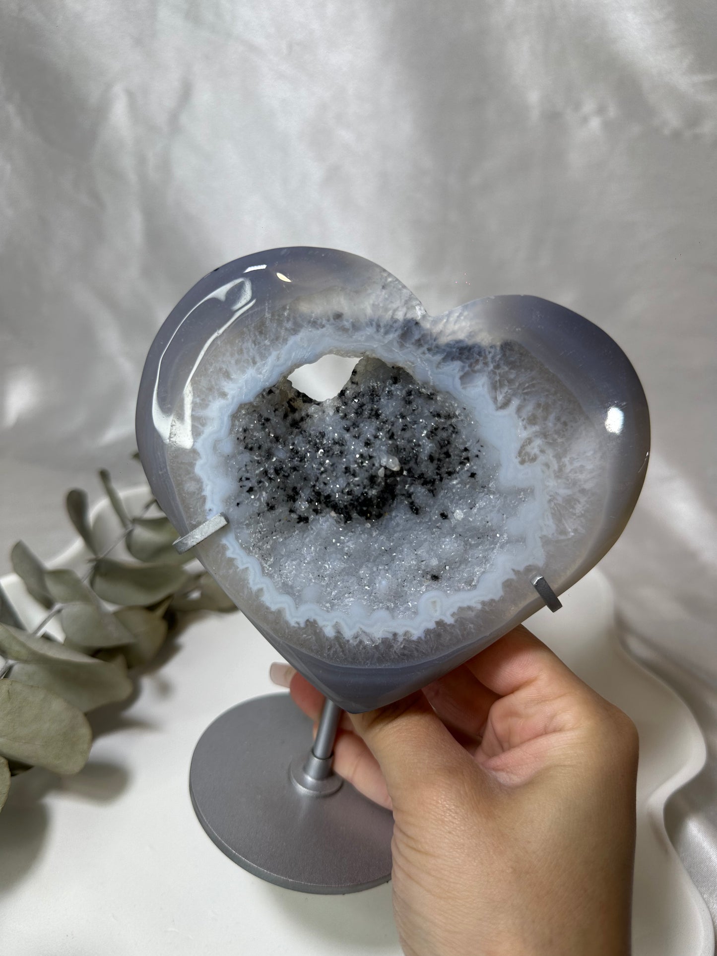 Druzy Agate Heart on a Stand