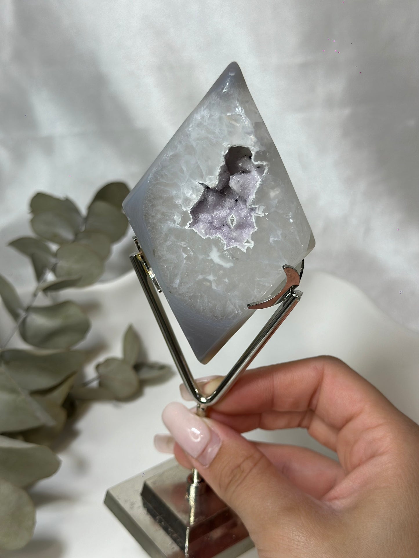 Druzy Agate Rhombus on Stand  #4