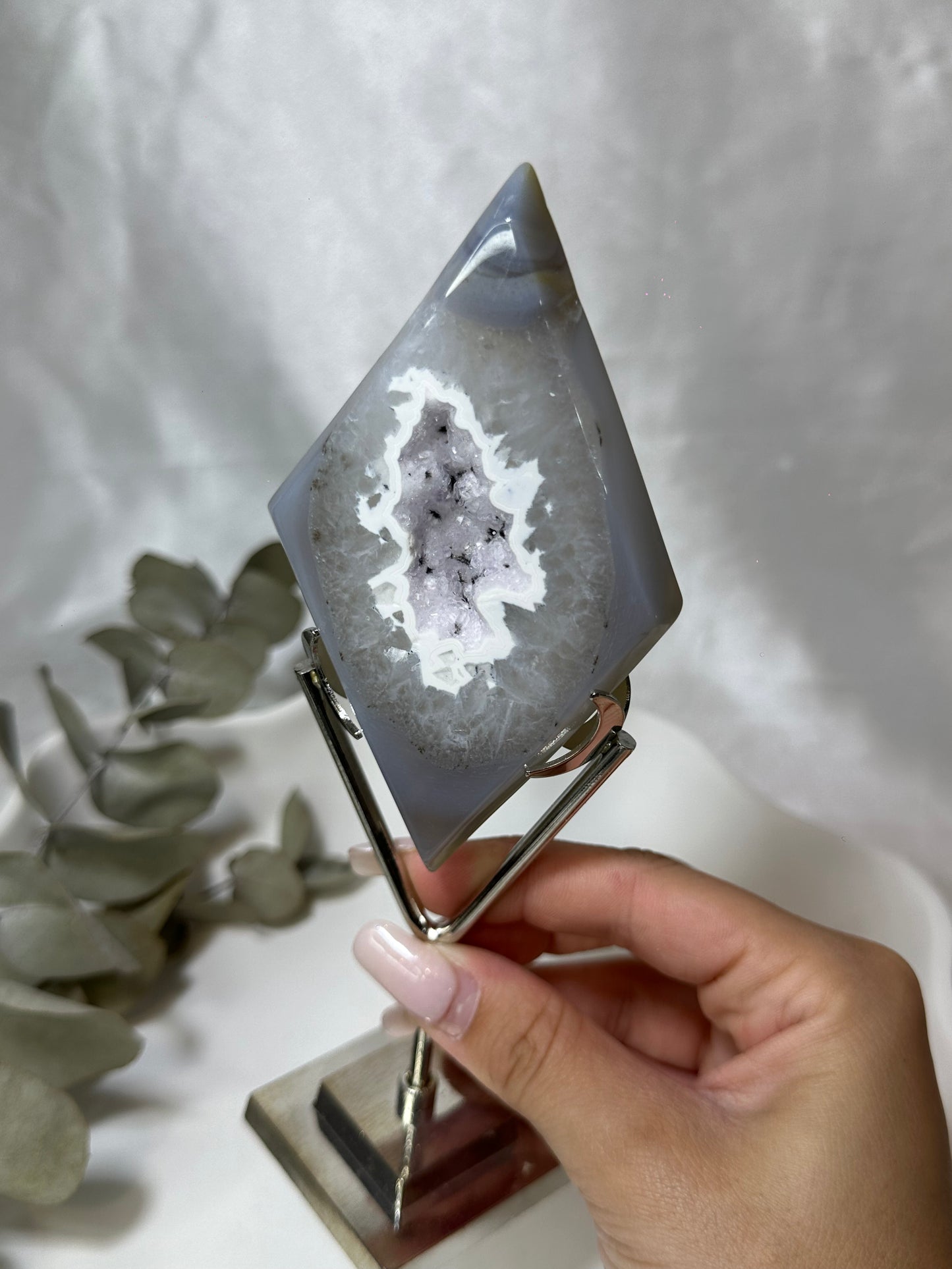 Druzy Agate Rhombus on Stand  #2