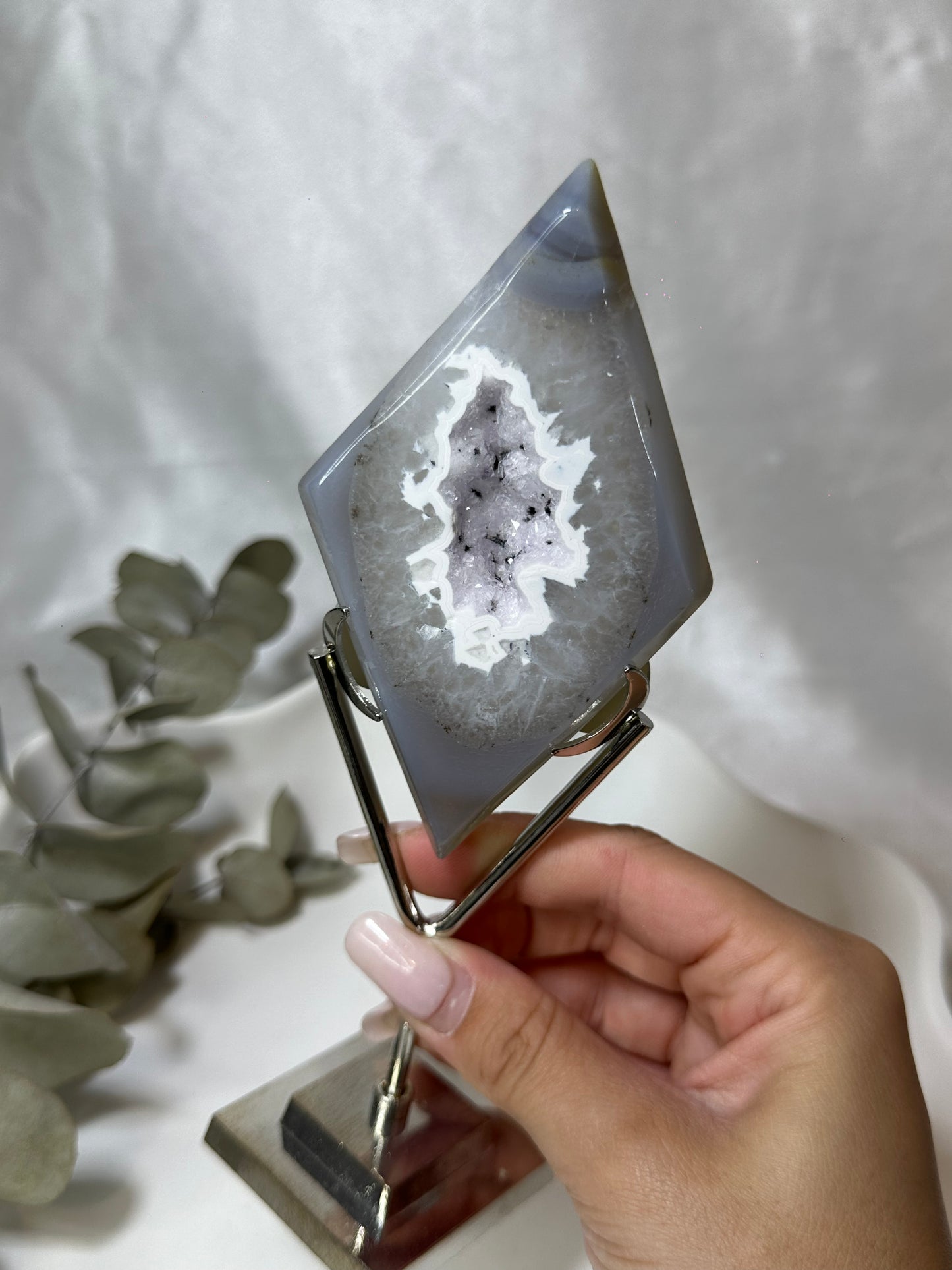 Druzy Agate Rhombus on Stand  #2