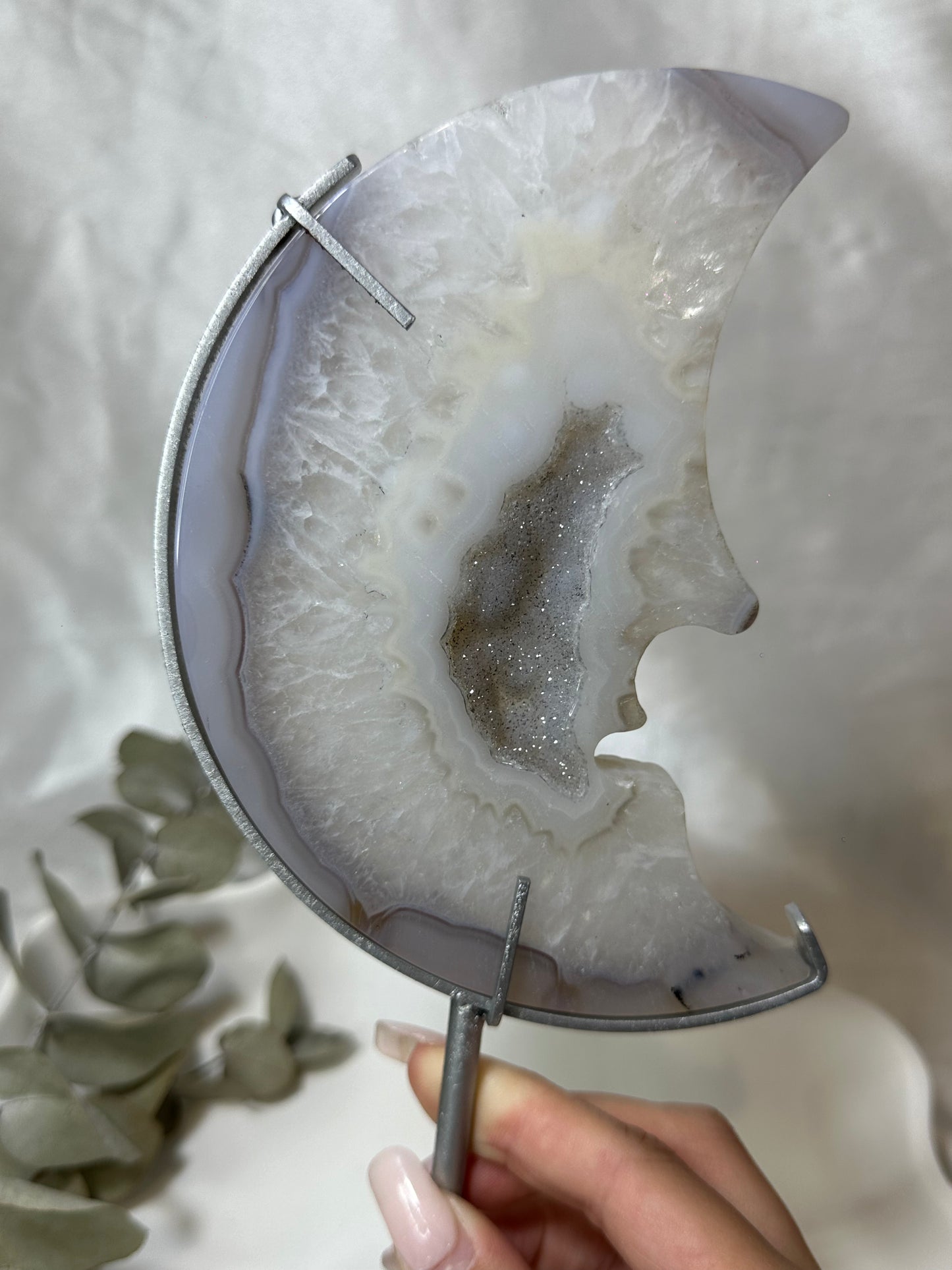 Druzy Agate Moon on a Stand #2