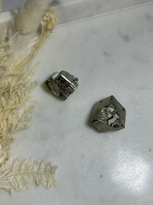 Pyrite Cubes with Calcite Inclusions (Choose Your Own)