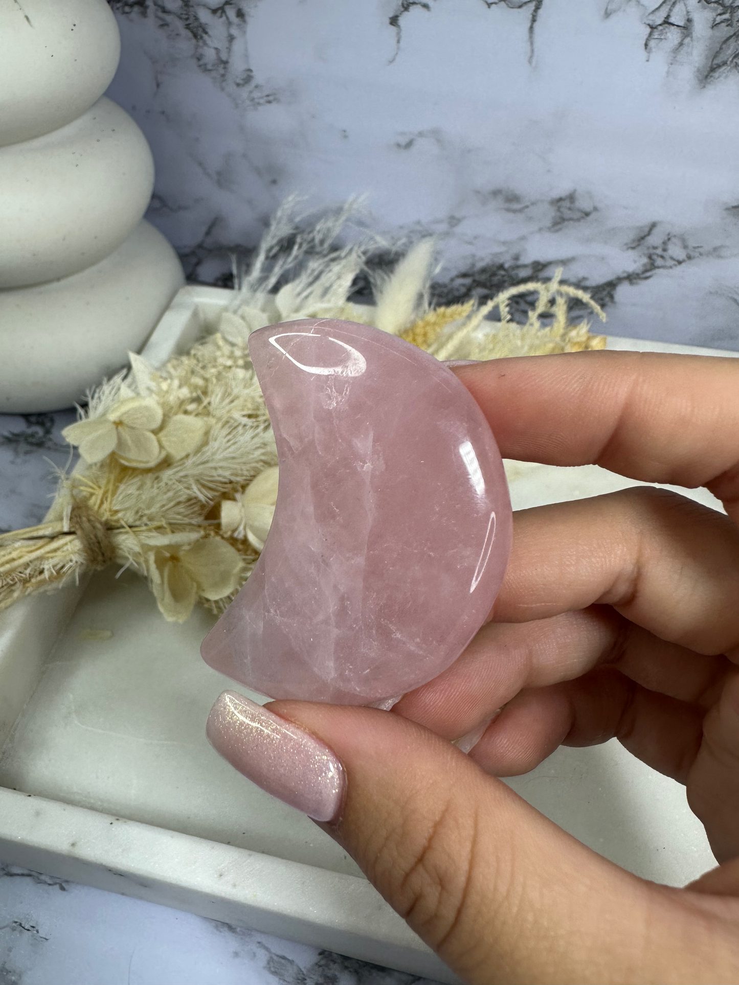 High Quality Rose Quartz Moons (Choose Your Own)