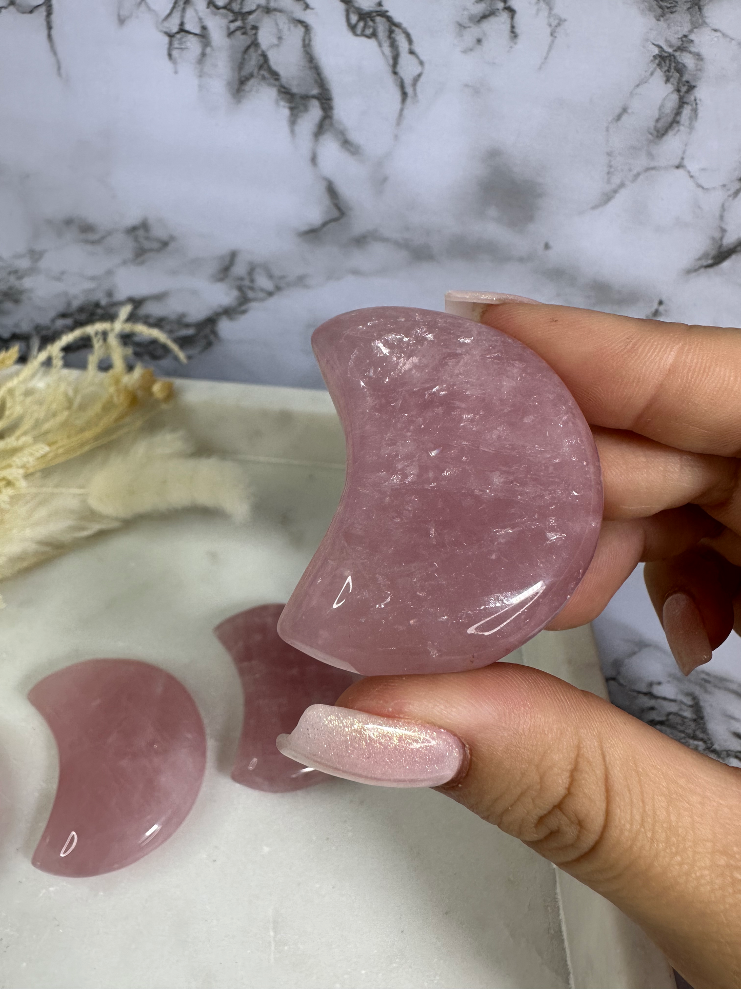 High Quality Rose Quartz Moons (Choose Your Own)