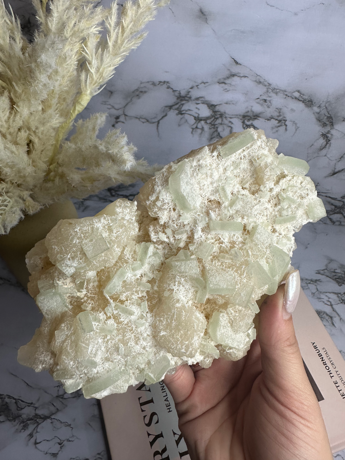 Green Apophyllite on Stilbite Cluster #1