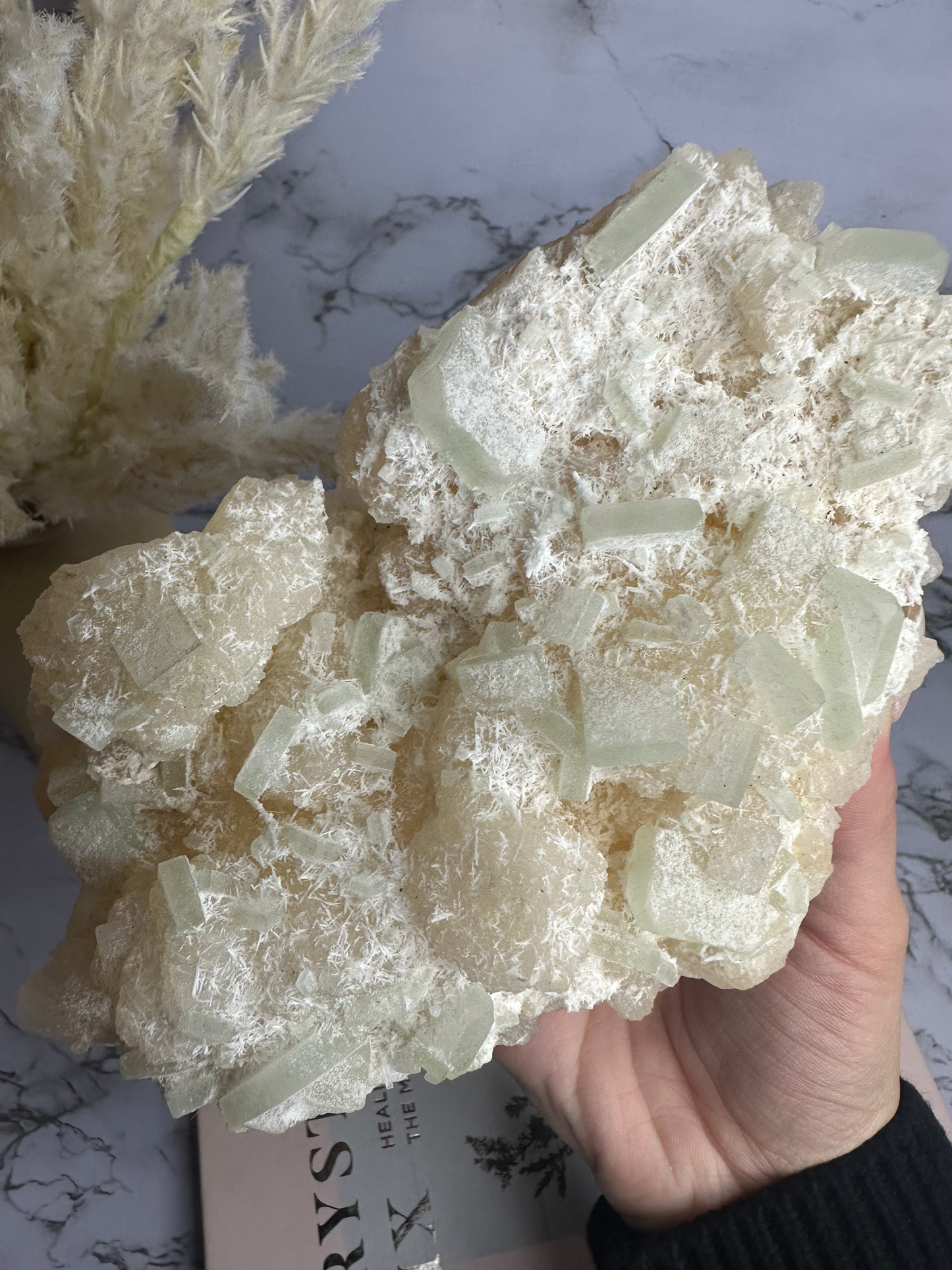 Green Apophyllite on Stilbite Cluster #1