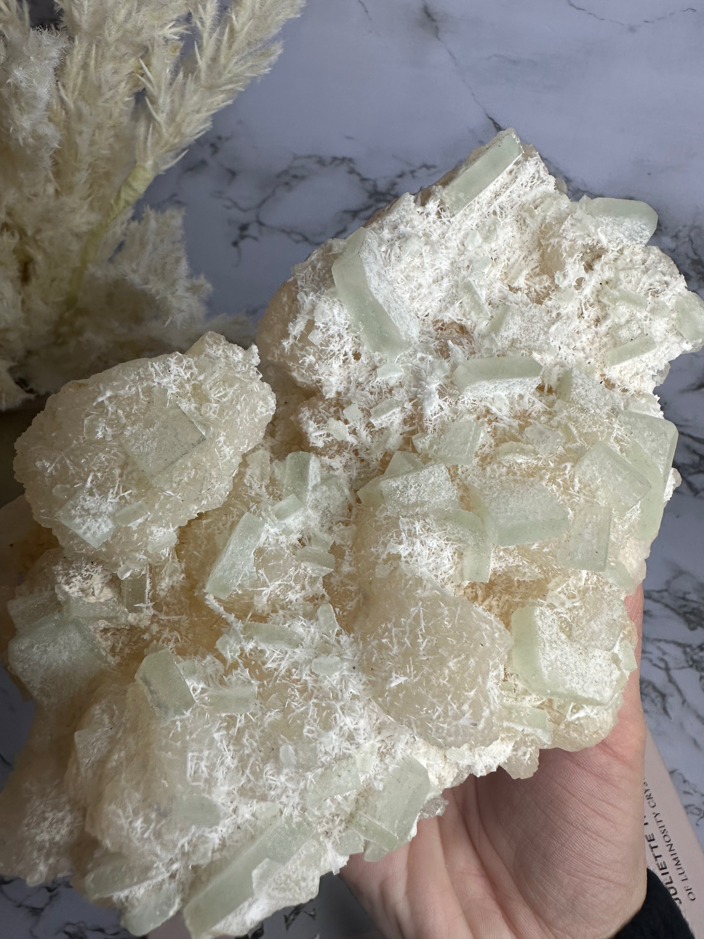 Green Apophyllite on Stilbite Cluster #1