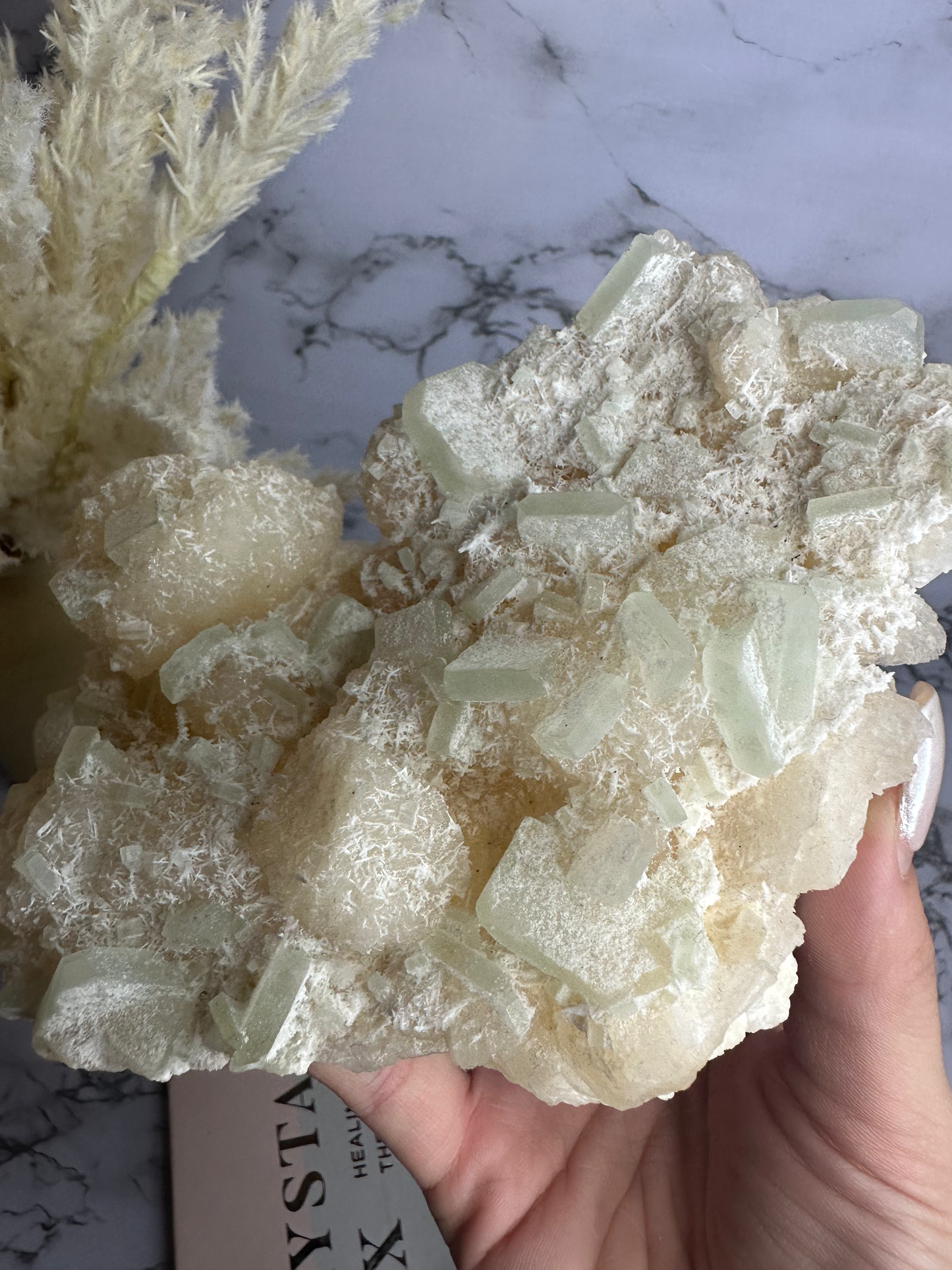 Green Apophyllite on Stilbite Cluster #1