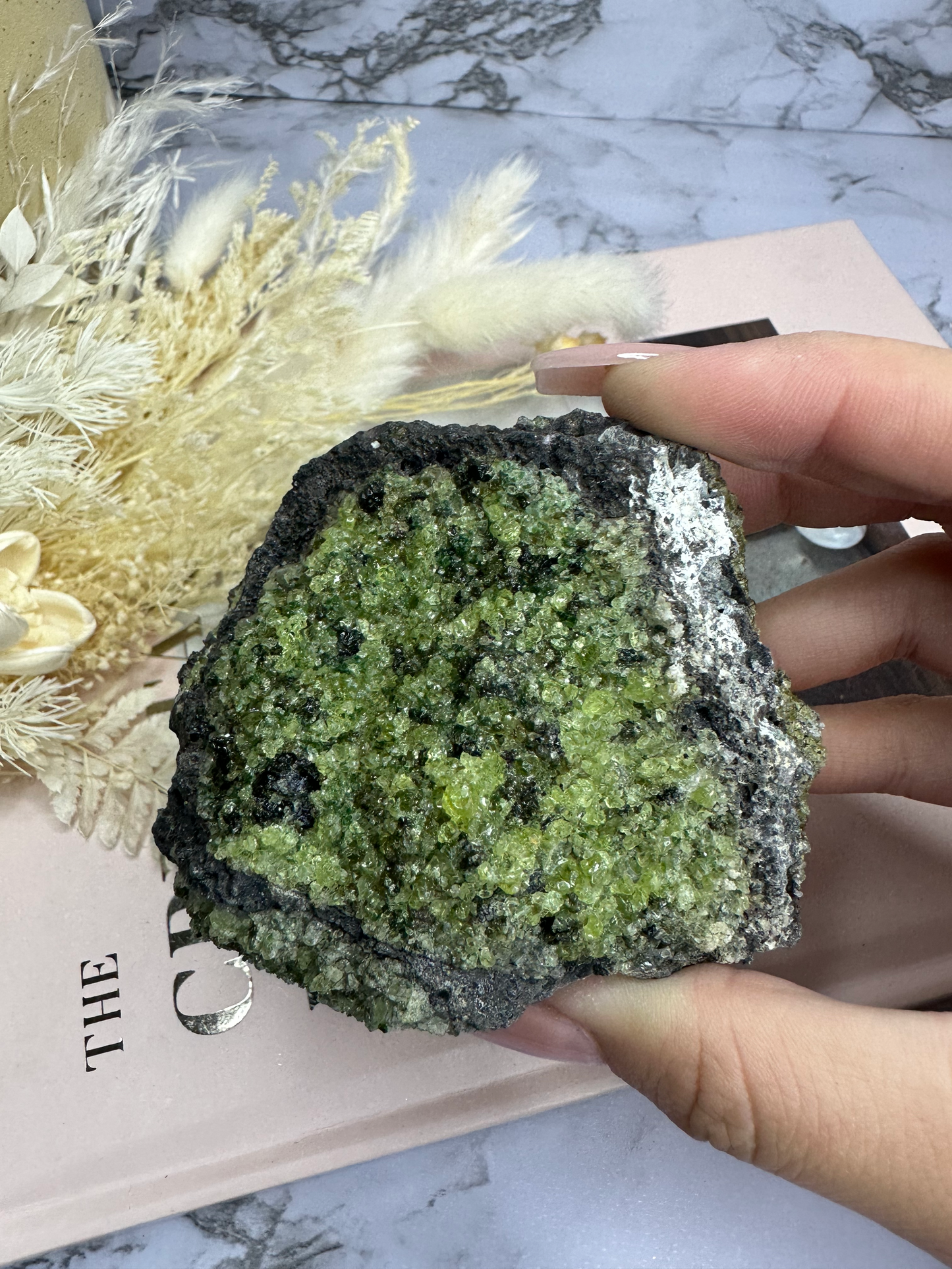 Peridot in Basalt Cluster