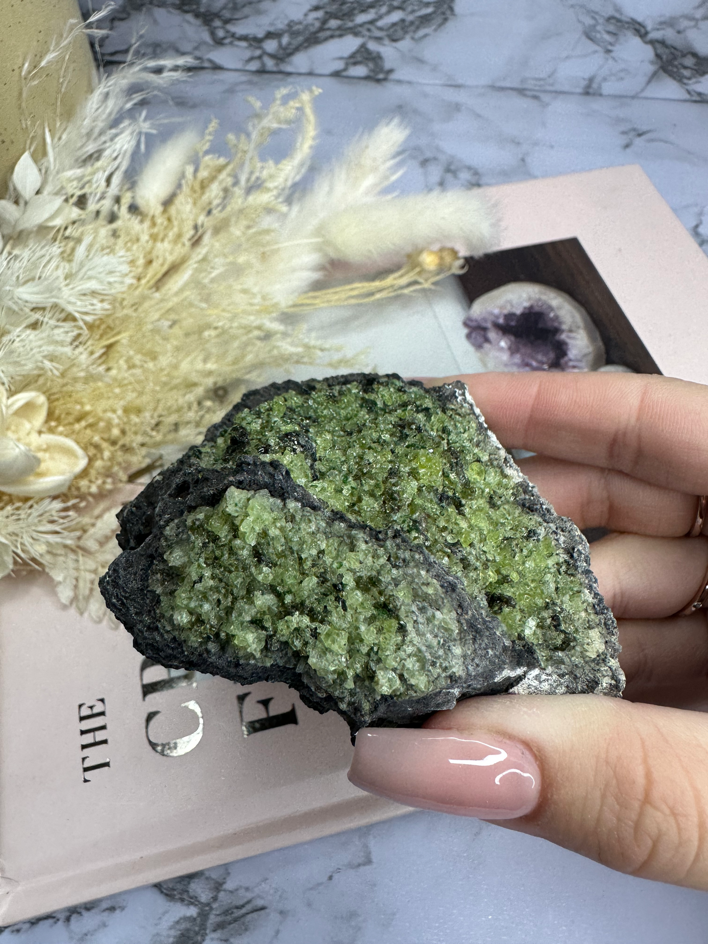 Peridot in Basalt Cluster