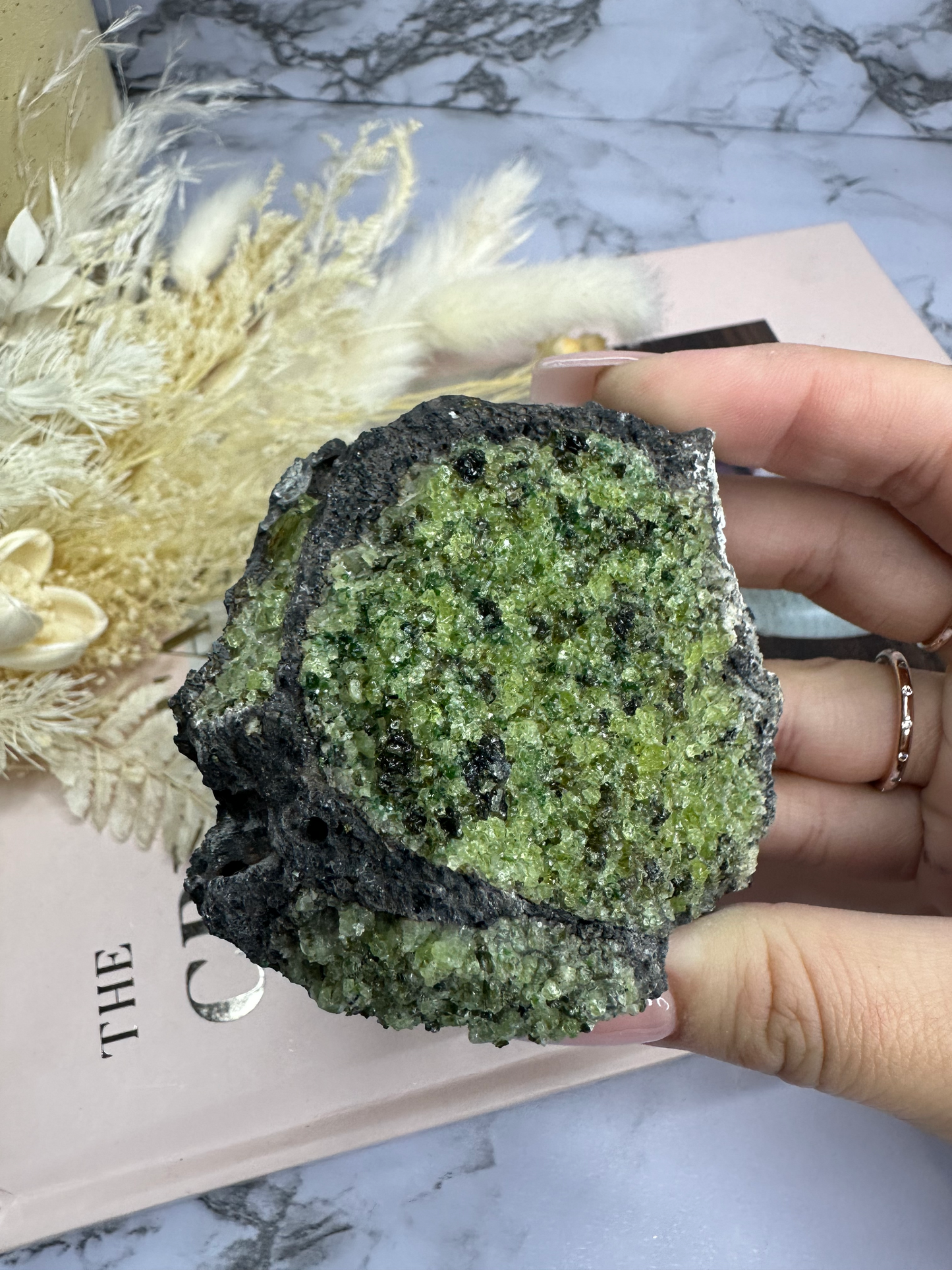 Peridot in Basalt Cluster