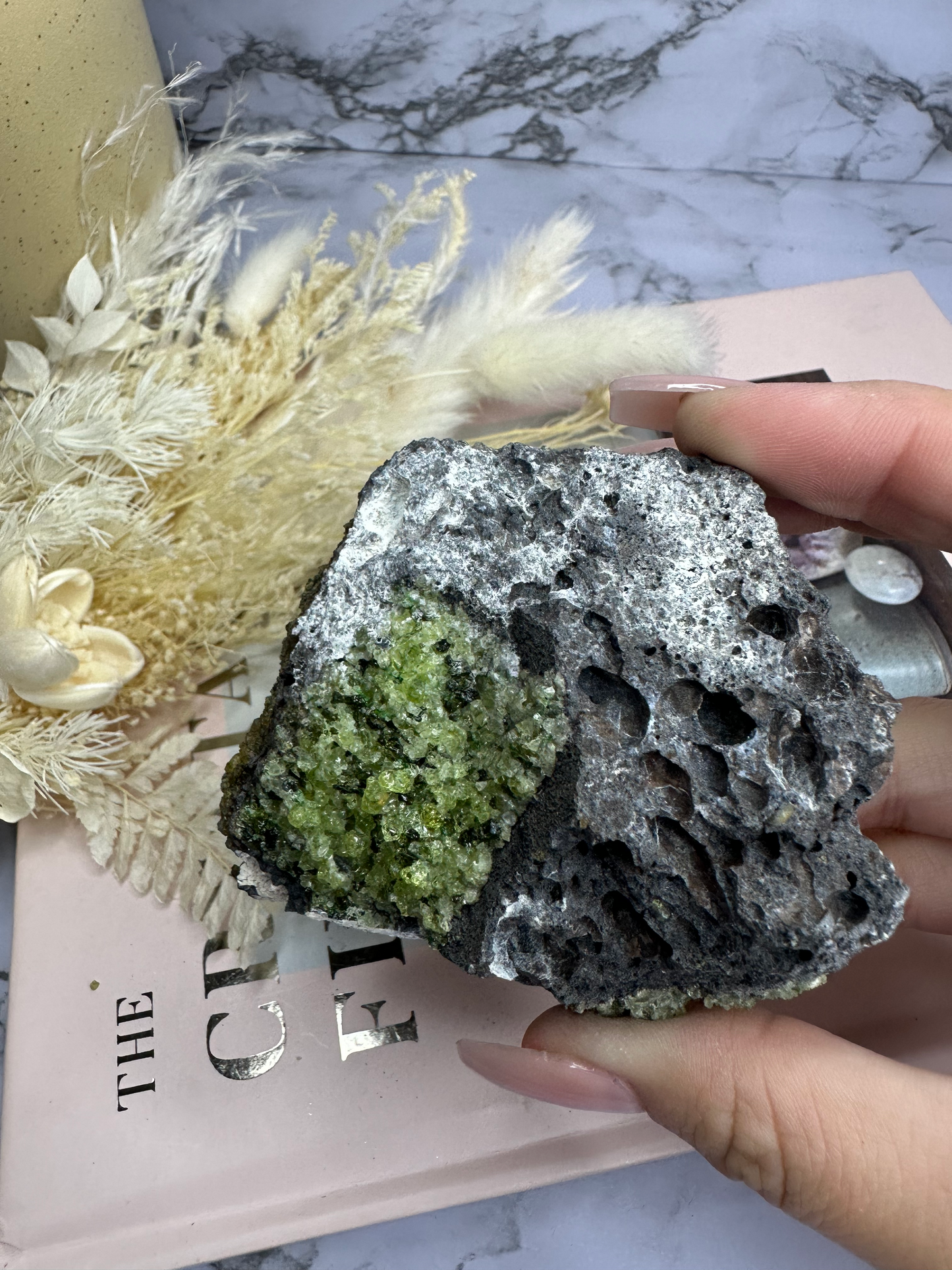 Peridot in Basalt Cluster