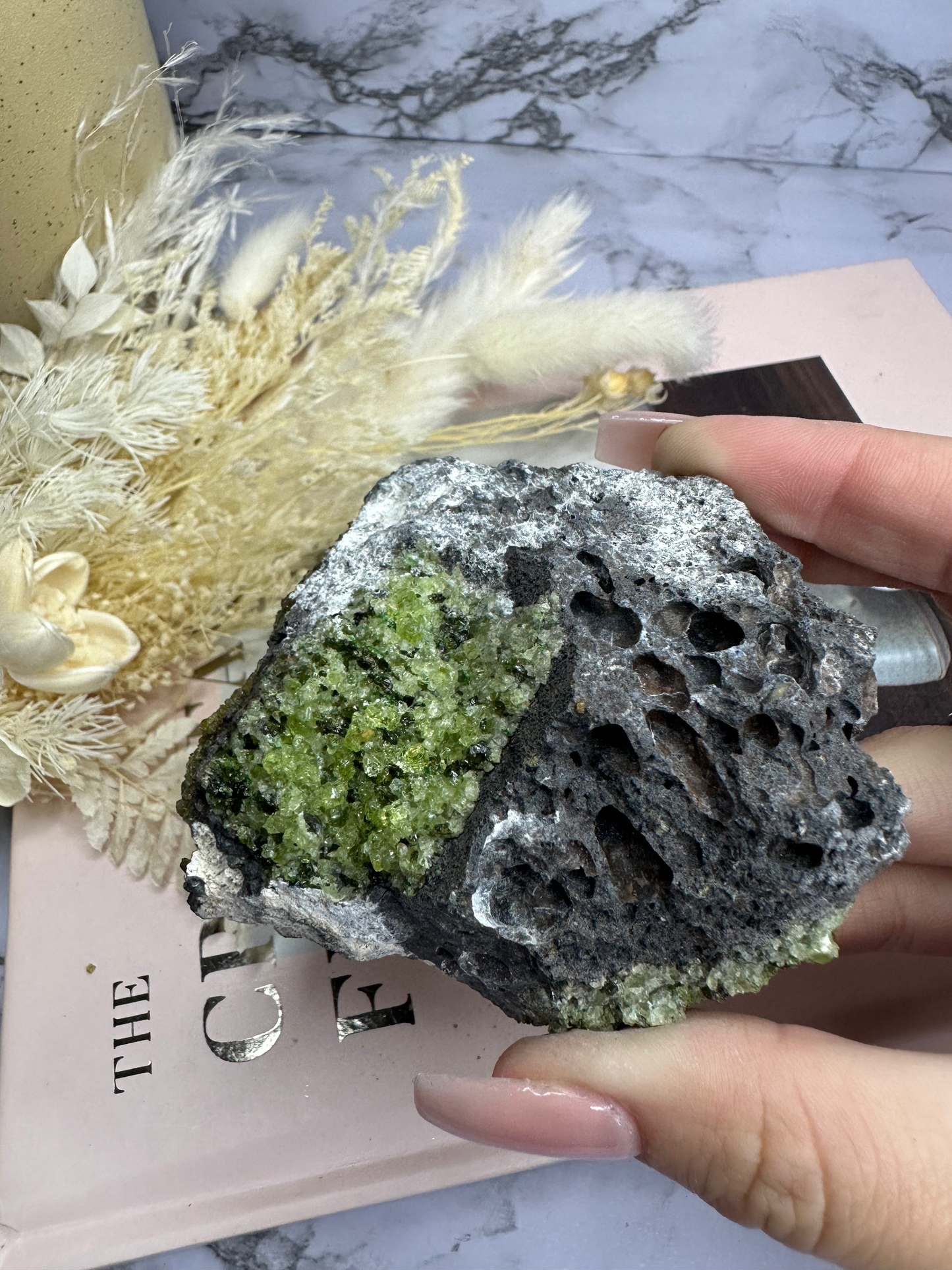 Peridot in Basalt Cluster