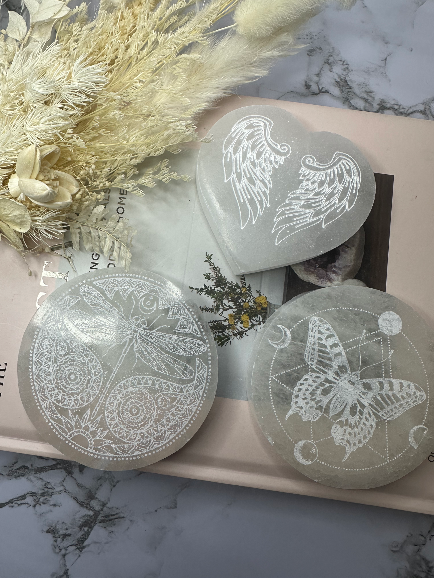 Selenite Etched Charging Plate (Choose Your Design) pt2