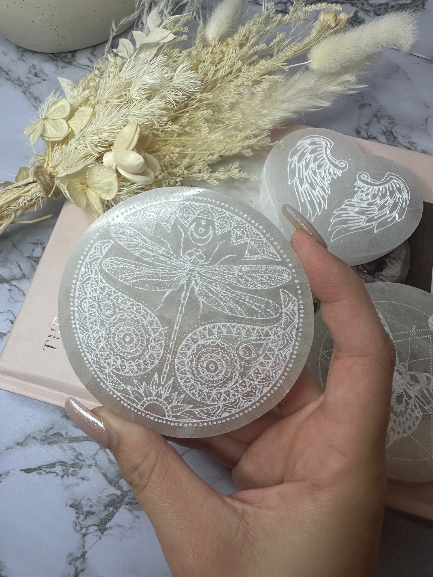 Selenite Etched Charging Plate (Choose Your Design) pt2