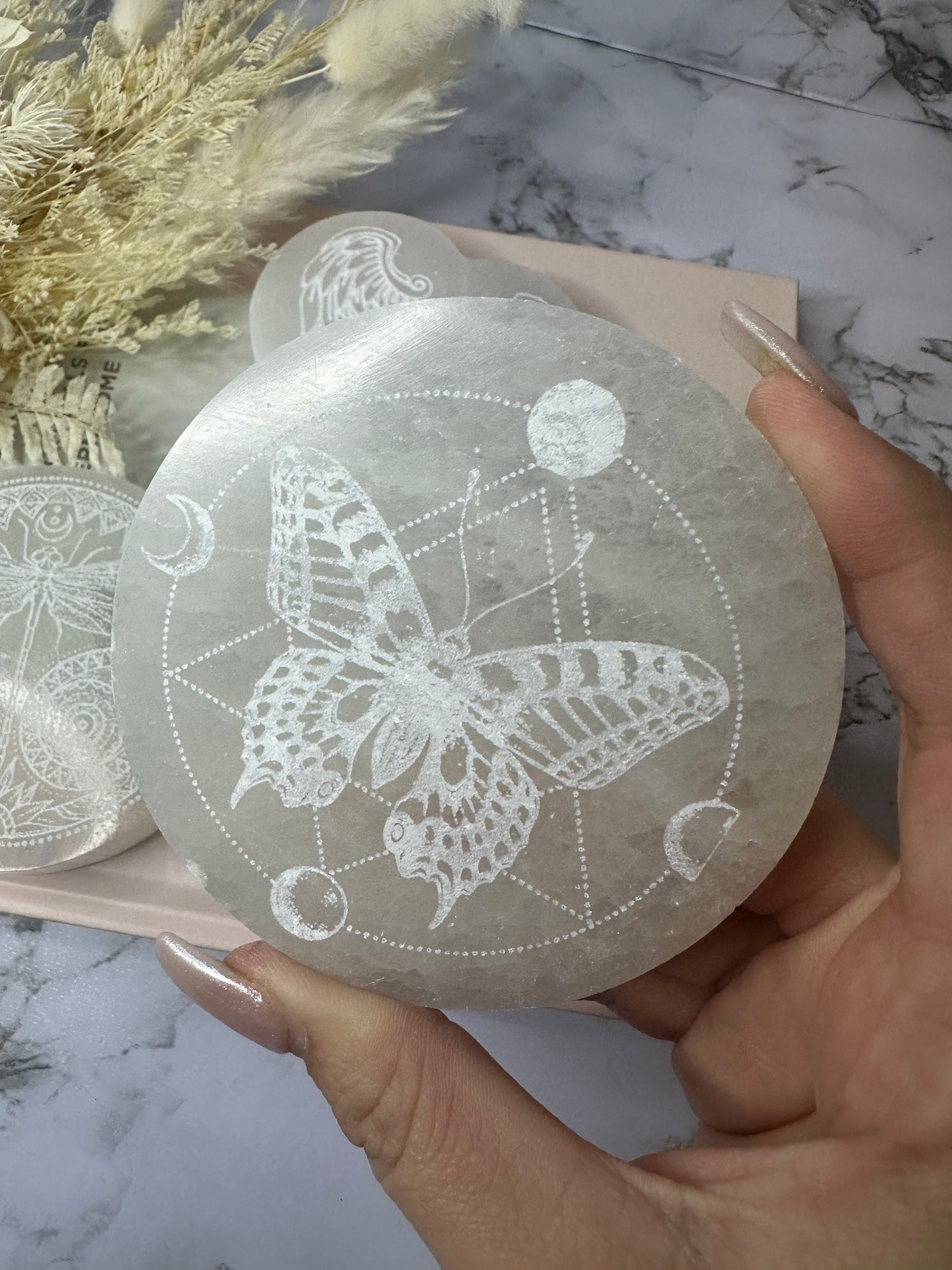 Selenite Etched Charging Plate (Choose Your Design) pt2