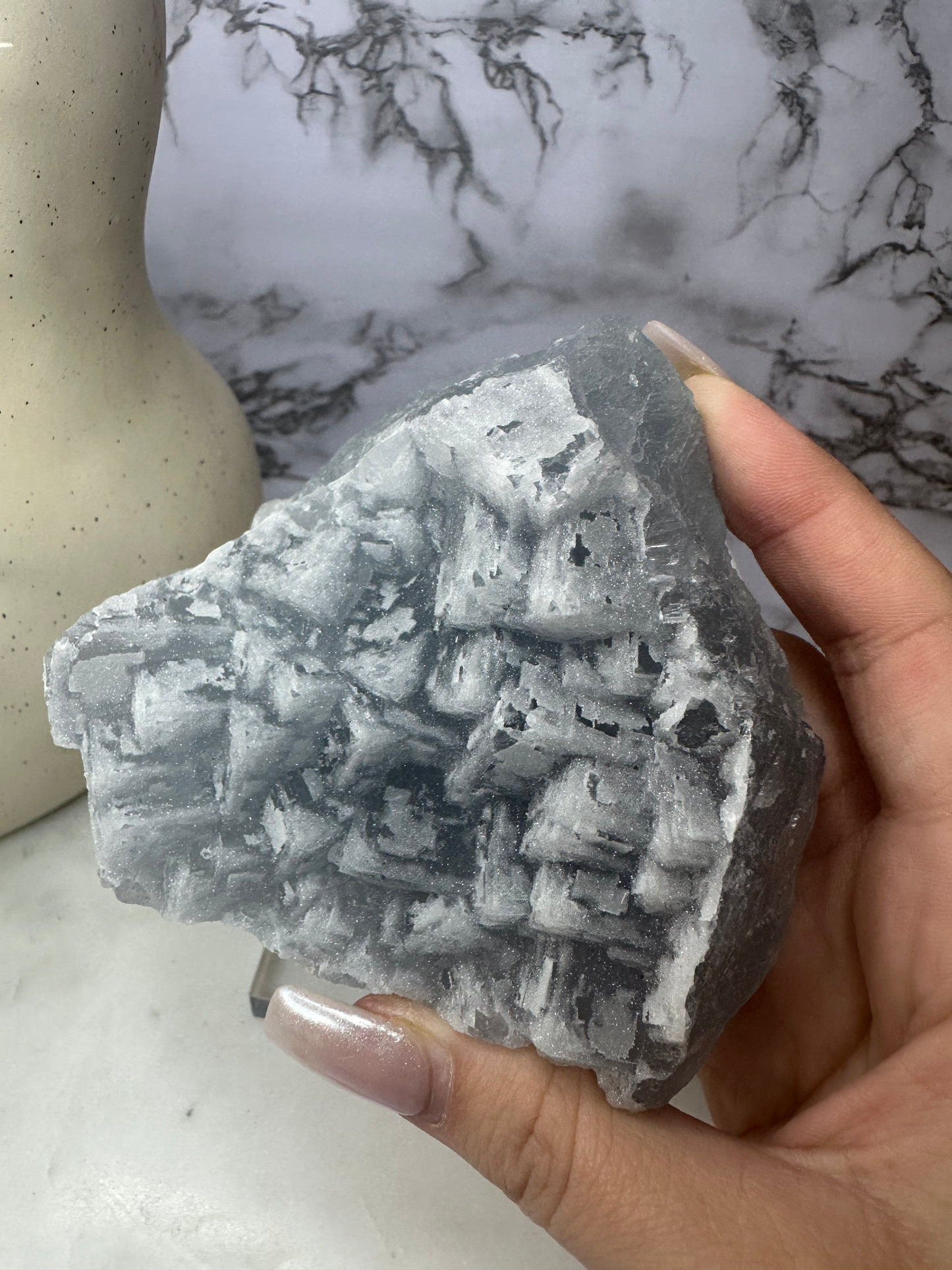 Blue Cubic Sugar Fluorite Specimen