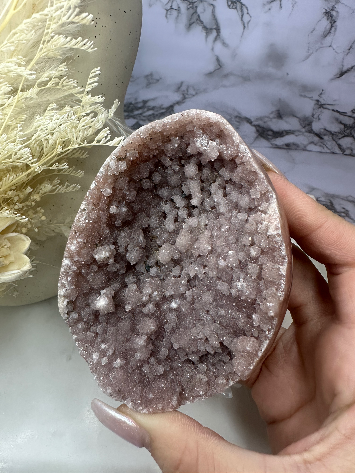 Pink Amethyst Druzy Egg