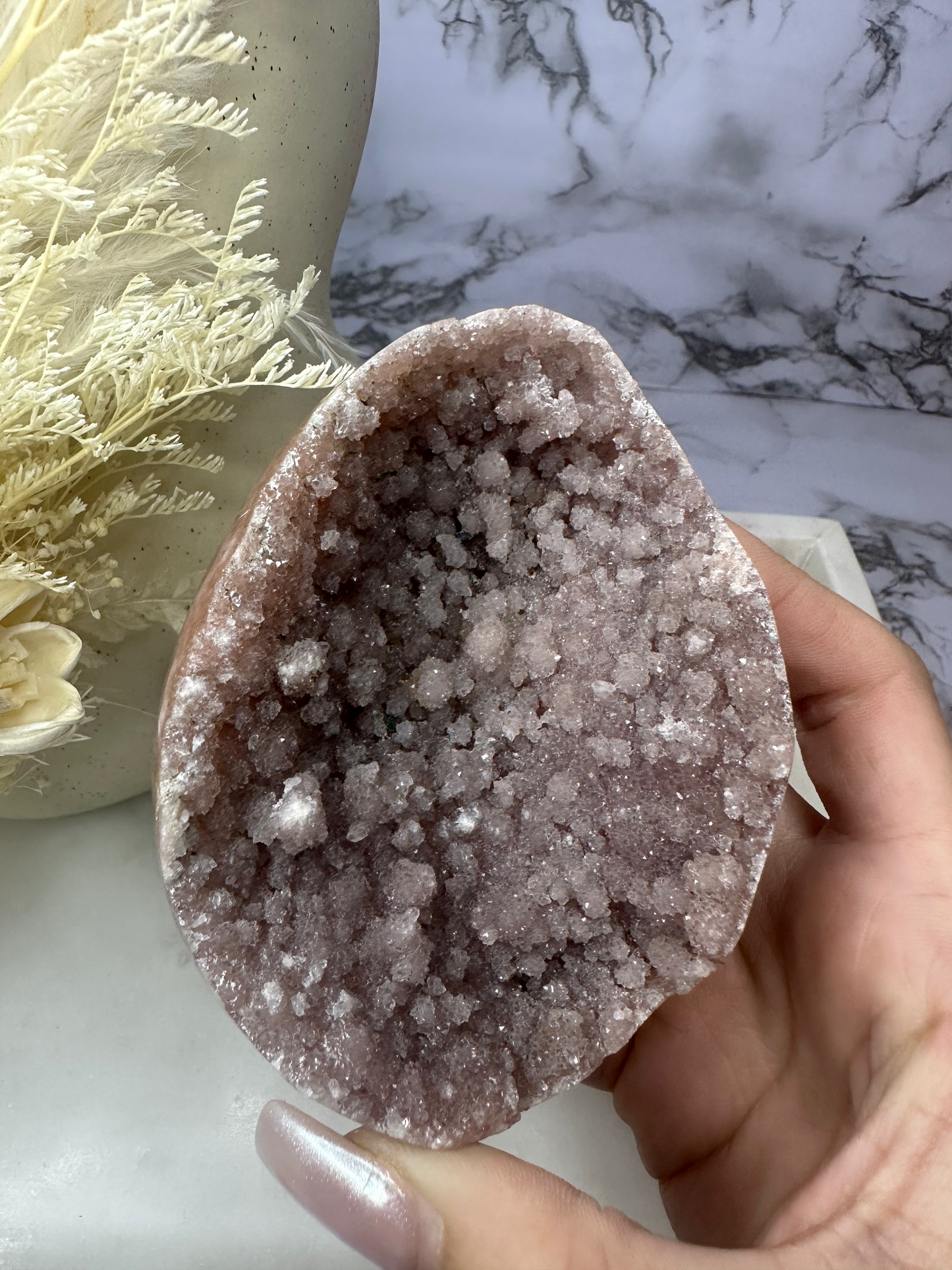 Pink Amethyst Druzy Egg