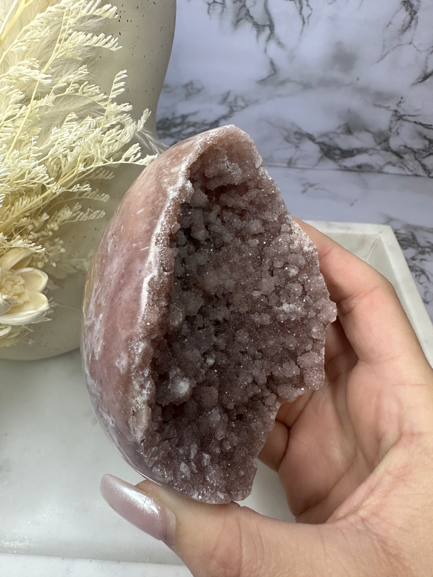 Pink Amethyst Druzy Egg