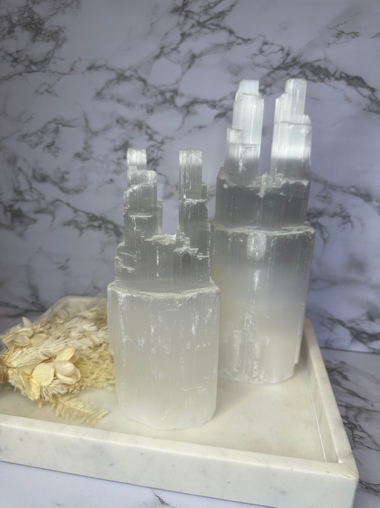 Selenite Twin Towers (Choose the Size)