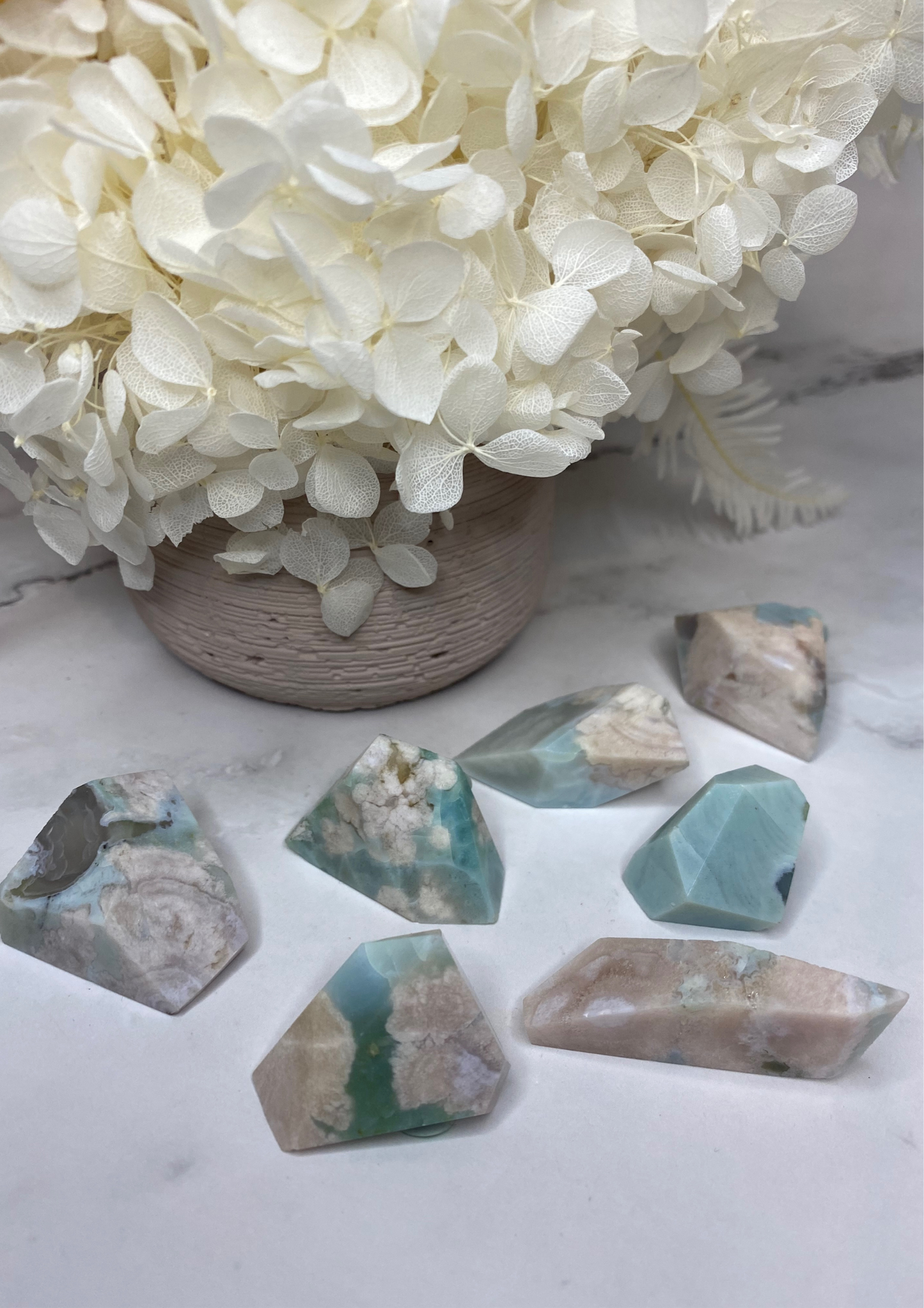 Green Flower Agate Mini Freeforms