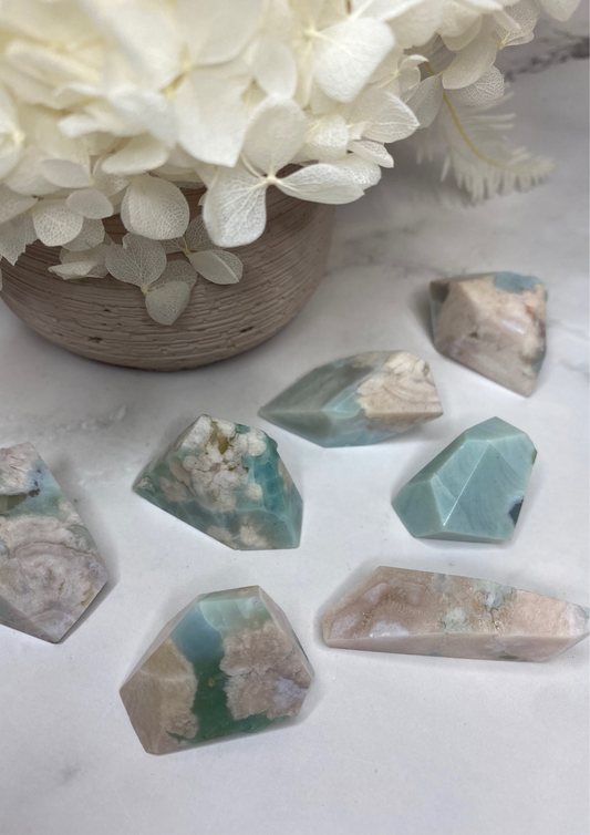 Green Flower Agate Mini Freeforms