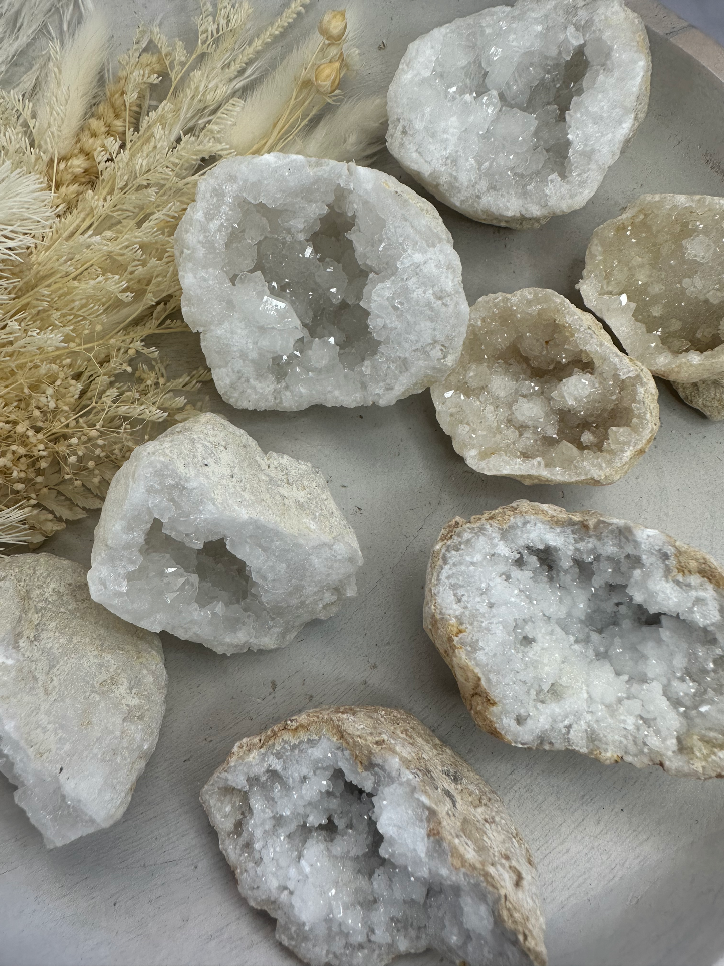 Clear Quartz Small Geode Pair