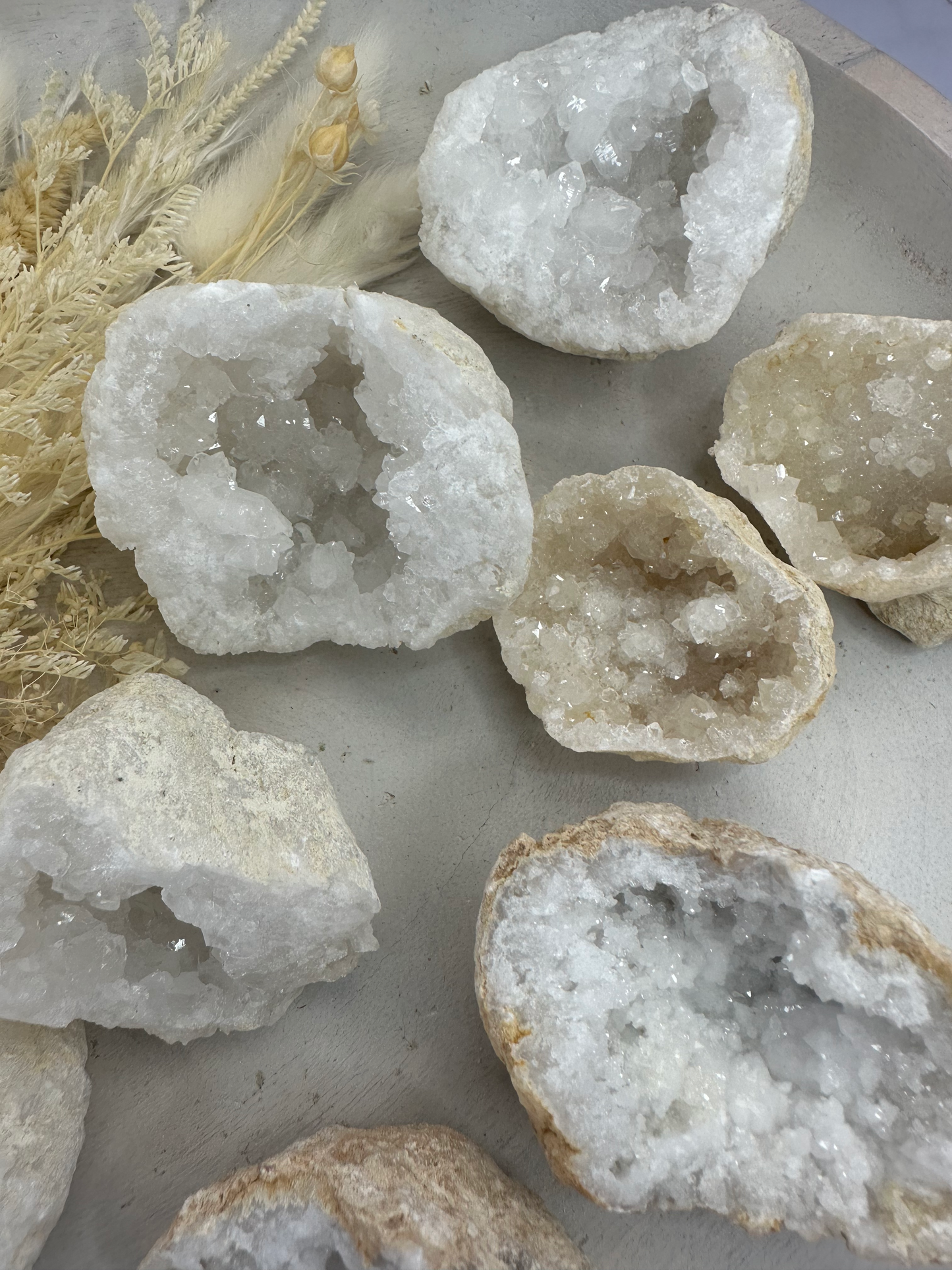 Clear Quartz Small Geode Pair