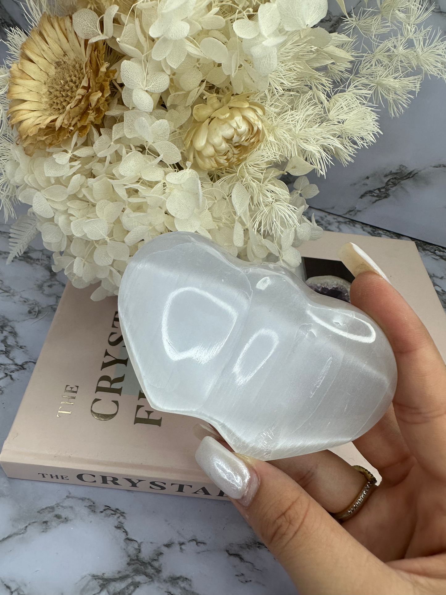 Selenite Double Heart