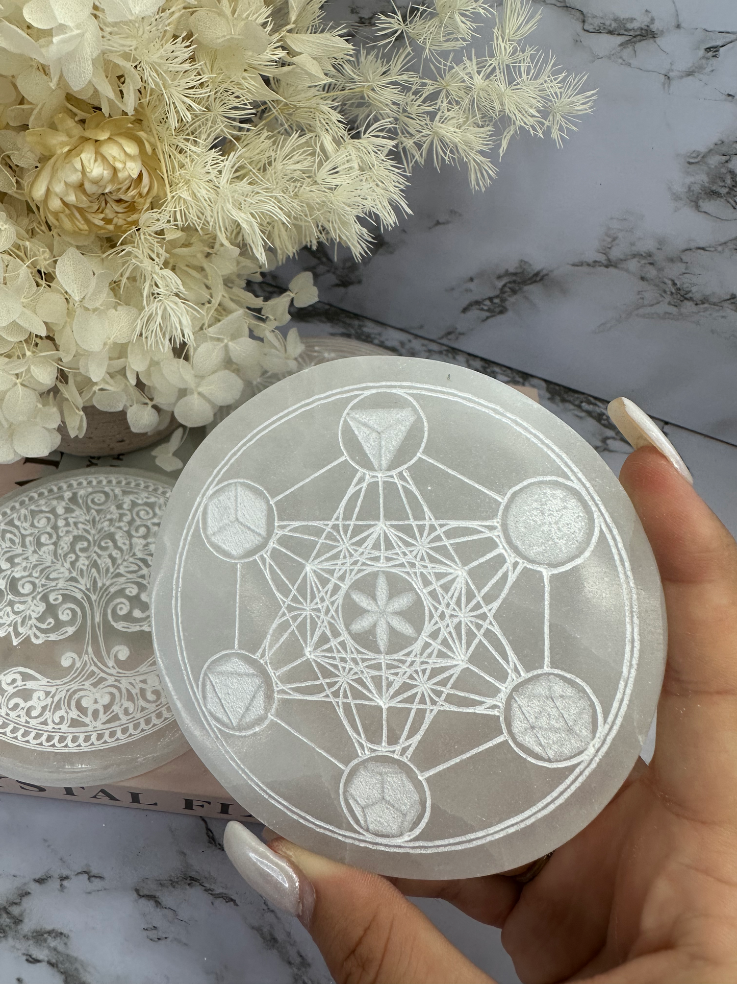 Selenite Etched Charging Plate (Choose Your Design) pt1