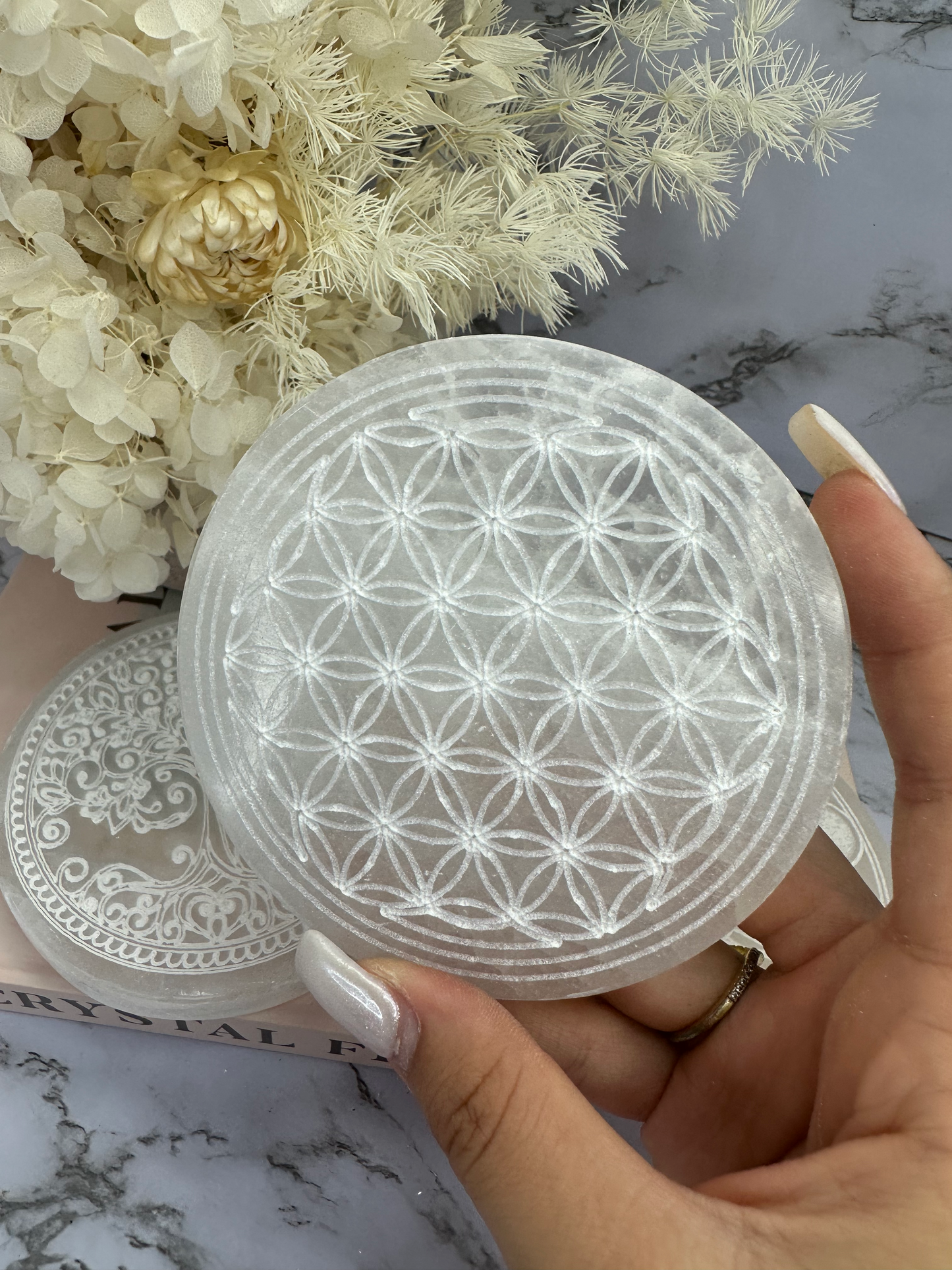 Selenite Etched Charging Plate (Choose Your Design) pt1