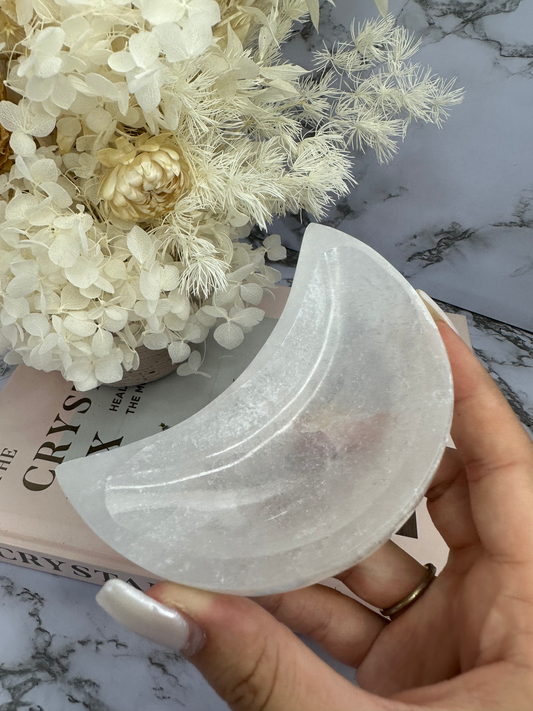 Selenite Moon Bowl